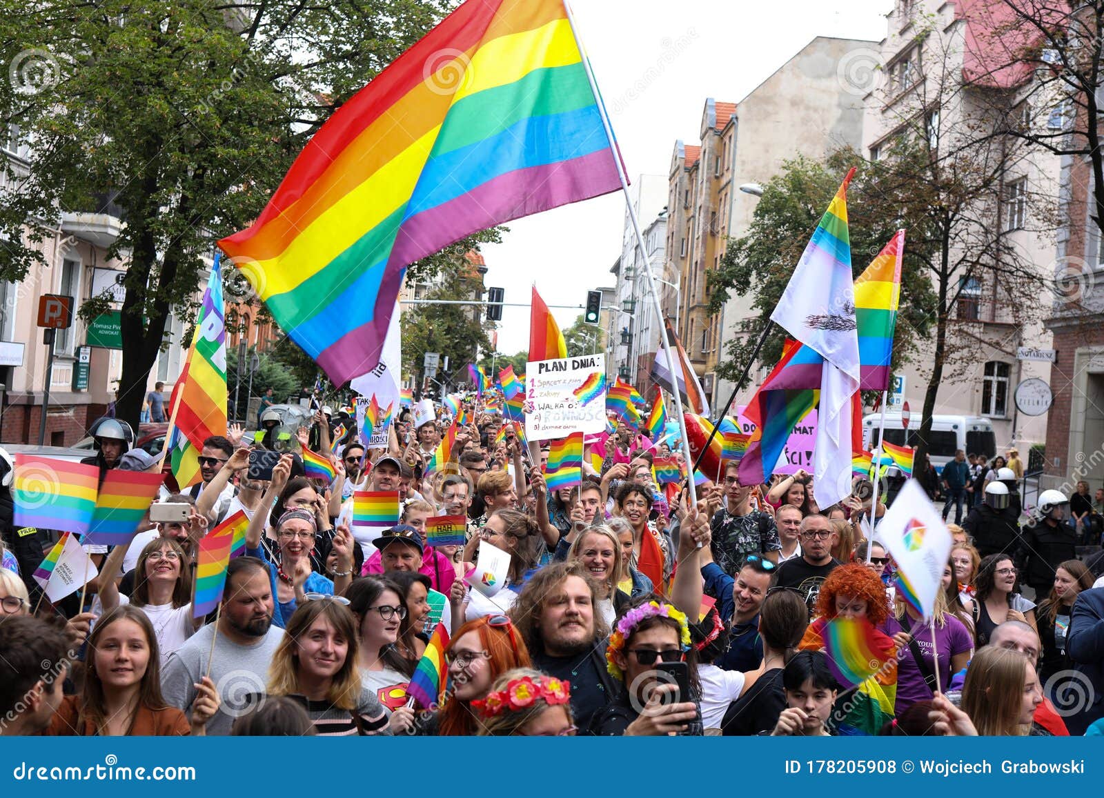 People with rainbow flags during the March of Equality, LGBT March