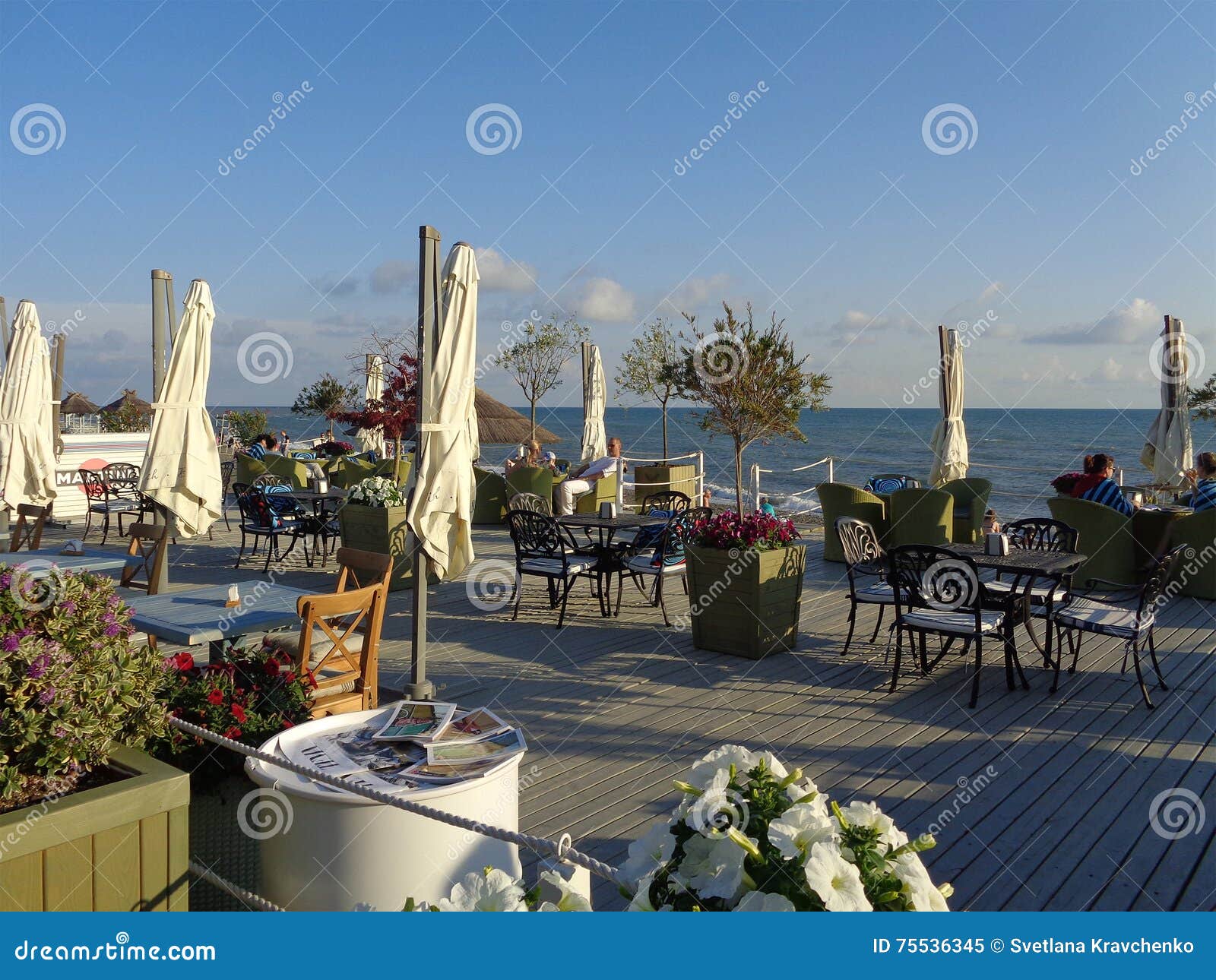 People Relax in the Cafe at the Seaside Editorial Image - Image of ...