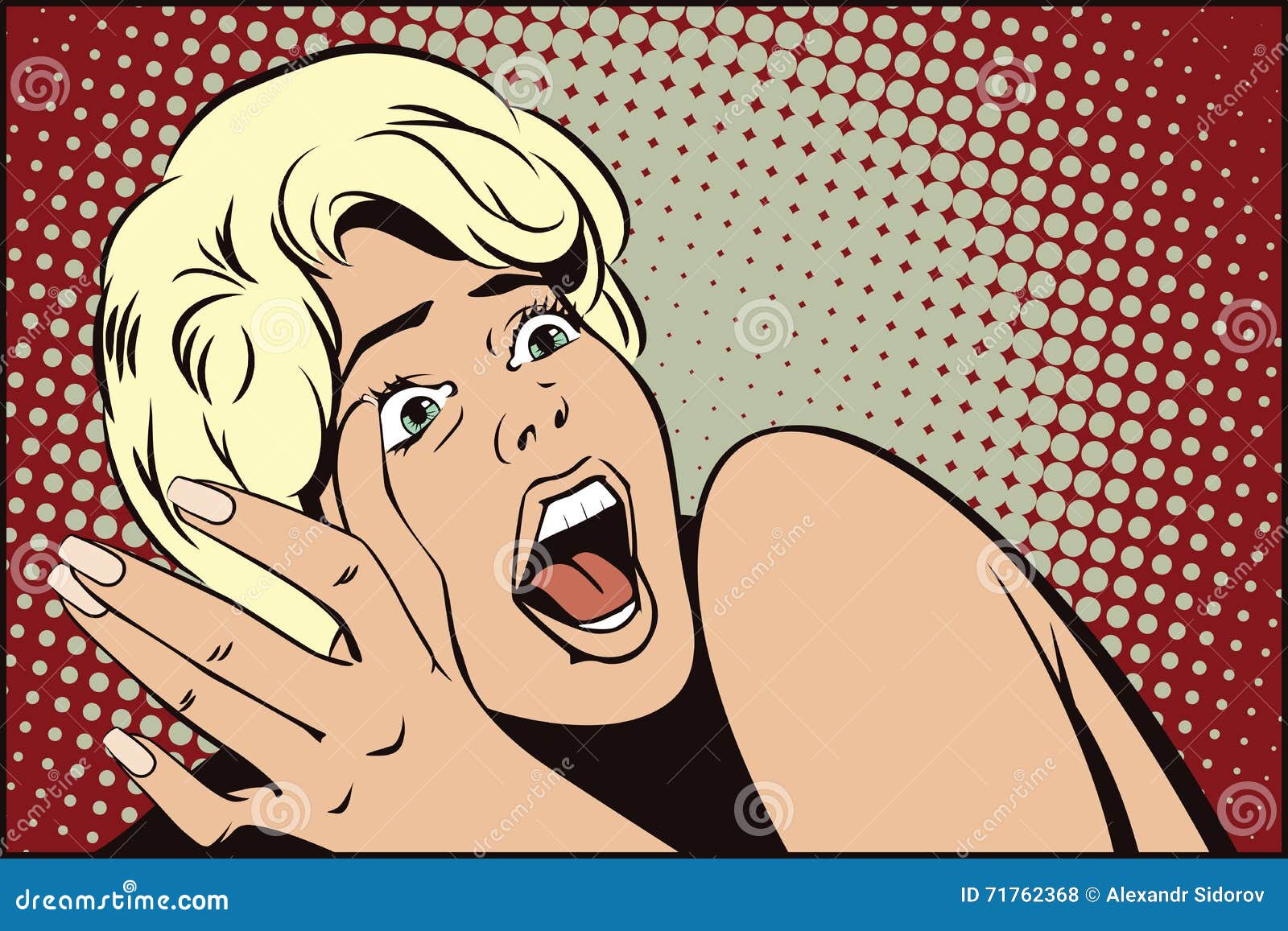 People in Retro Style. Girl Screaming in Horror. Stock Vector