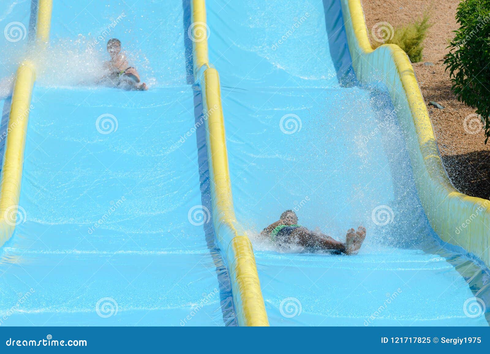 People Ride Water Slides in the Water Park Stock Image Image of