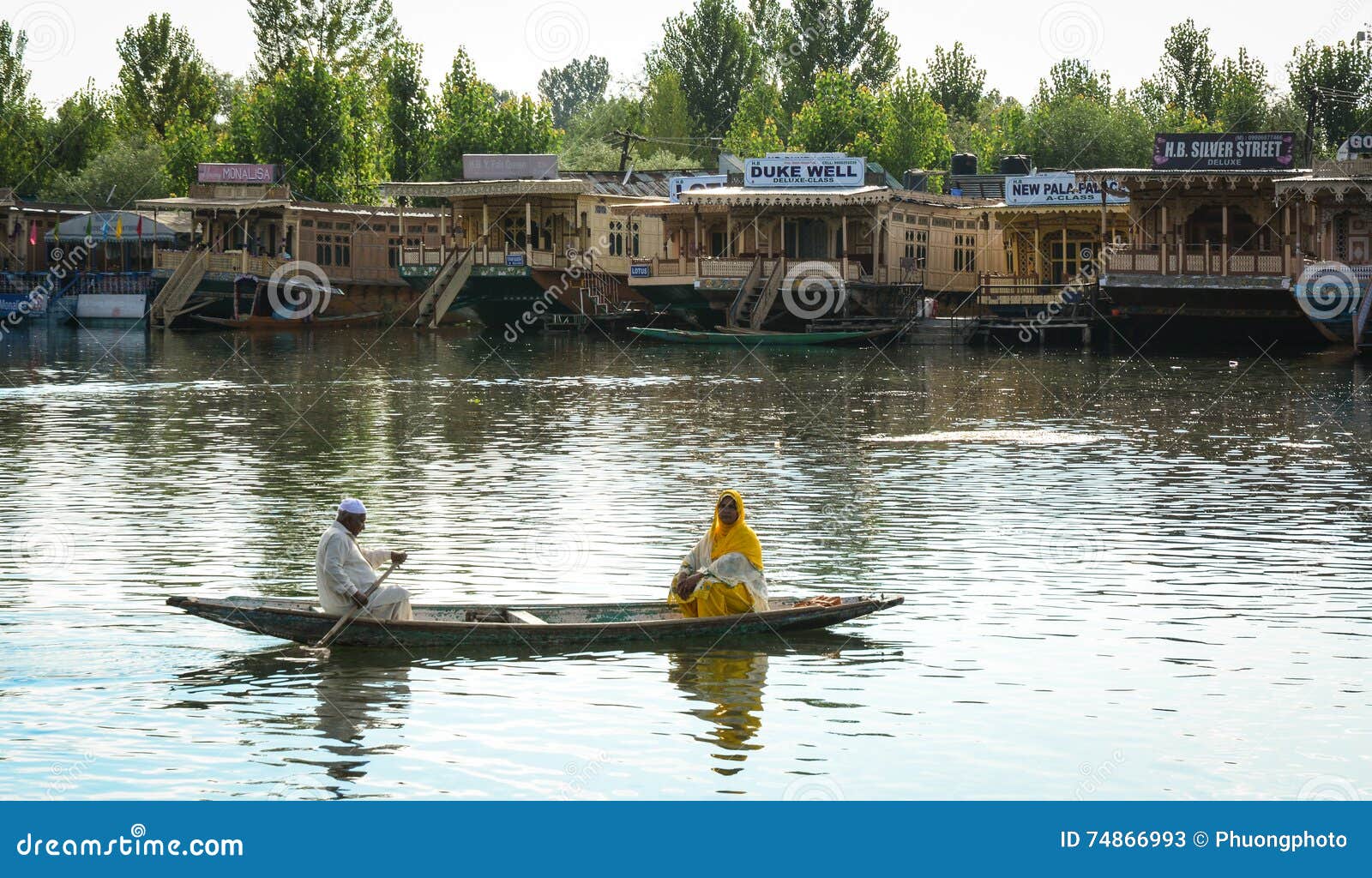 People Rowing Boat on the Lake in Srinagar, India Editorial Stock Photo