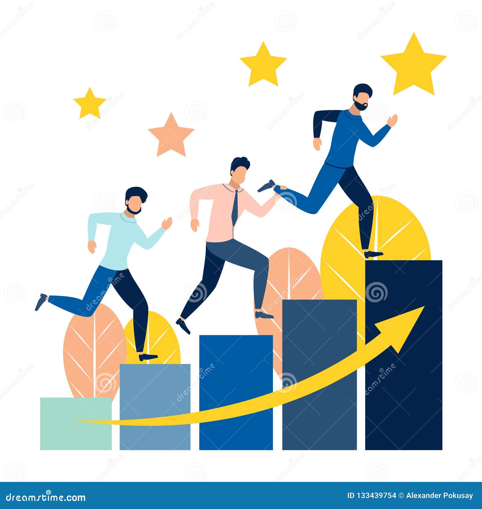 People Run on Career Stairs Competition Vector Stock Vector ...