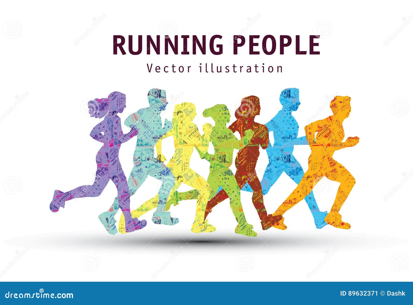 people run sport marathon color silhouette.