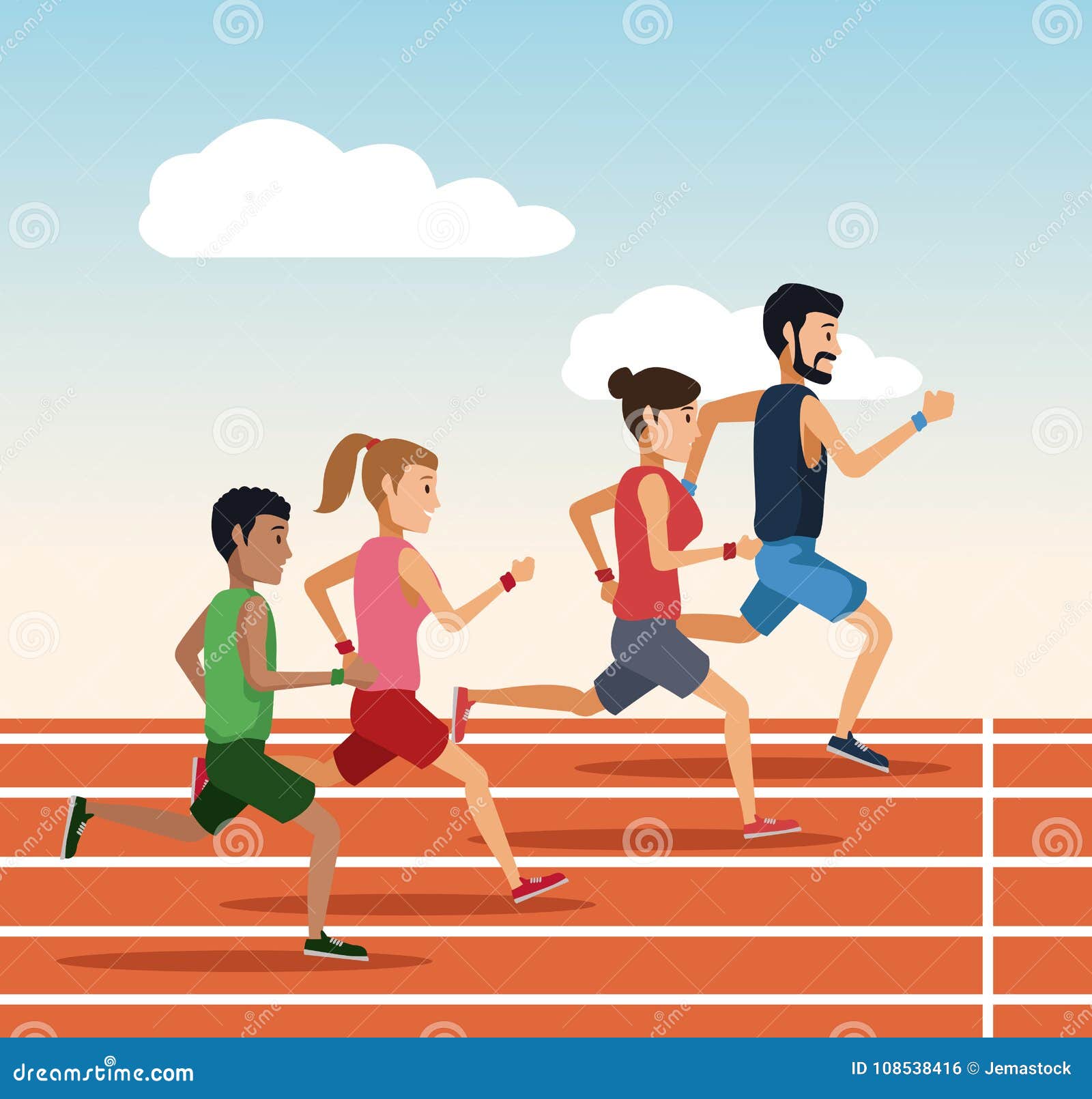 People running on track stock vector. Illustration of health - 108538416