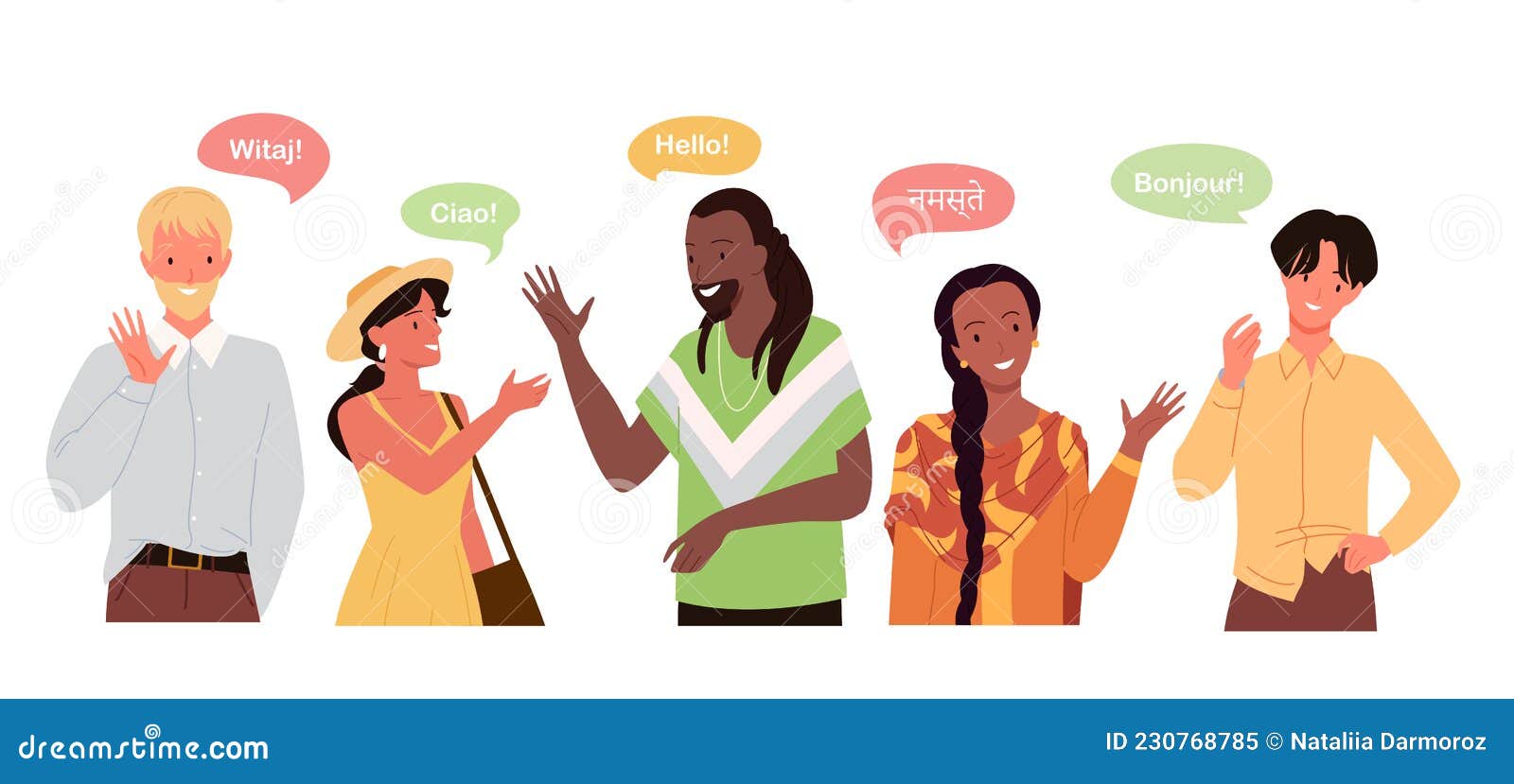 Векторная иллюстрация общение на разных языках. Polite language vector Art. Talk character