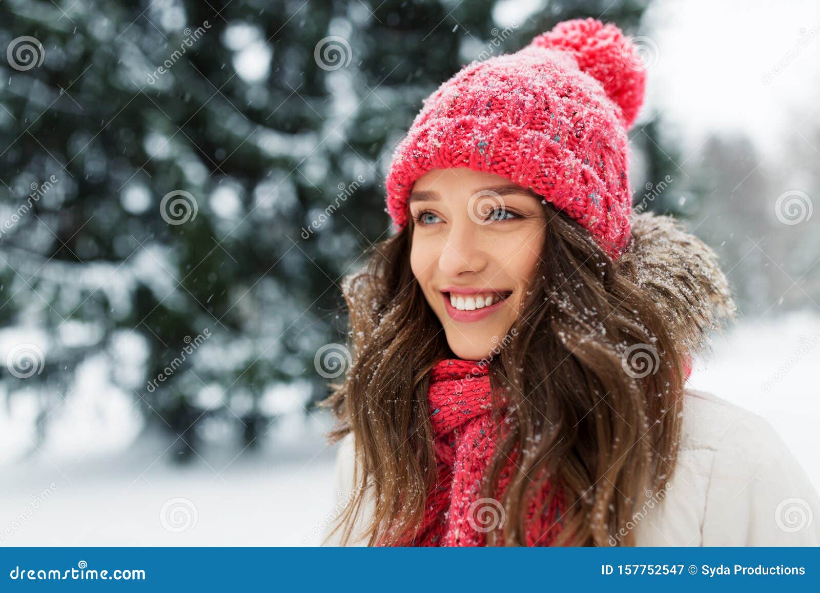 Smiling Teenage Girl Outdoors in Winter Stock Image - Image of concept ...