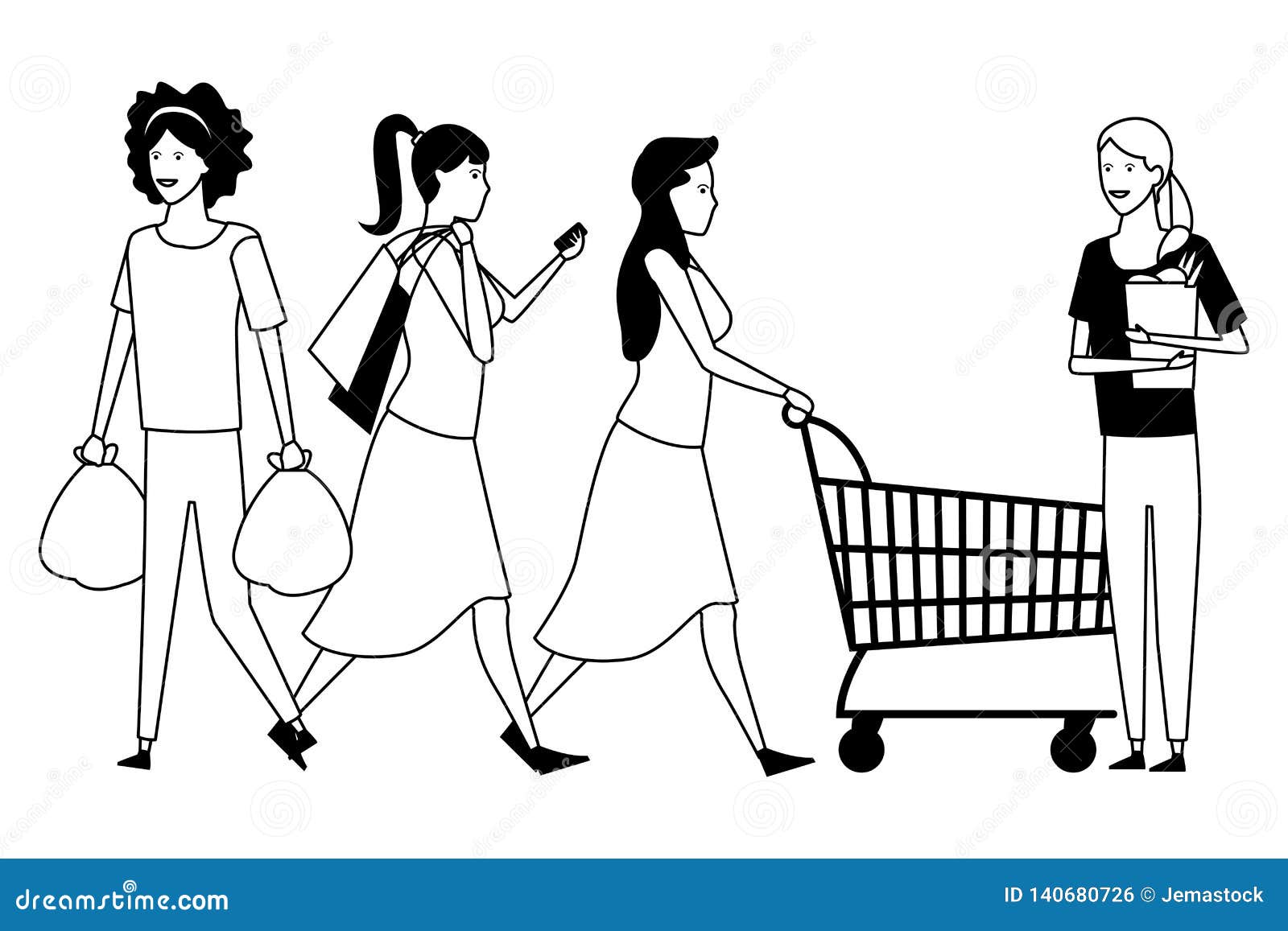 People Shopping Cartoon in Black and White Stock Vector - Illustration of discussion, cartoon: 140680726 People Shopping Cartoon in Black and White Stock Vector - Illustration of discussion, cartoon: 140680726