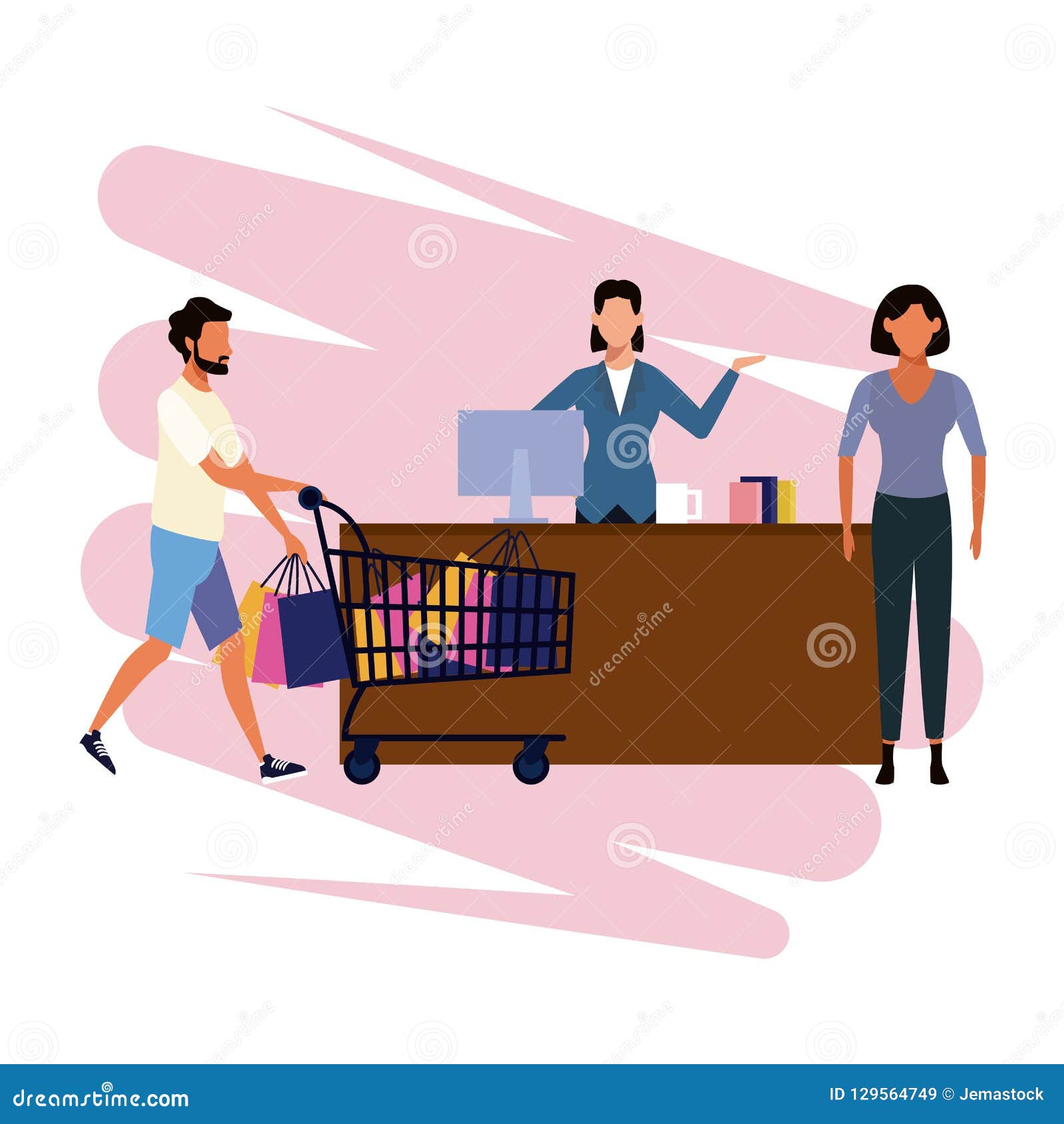 People shopping cartoon stock vector. Illustration of commerce - 129564749 People shopping cartoon stock vector. Illustration of commerce - 129564749