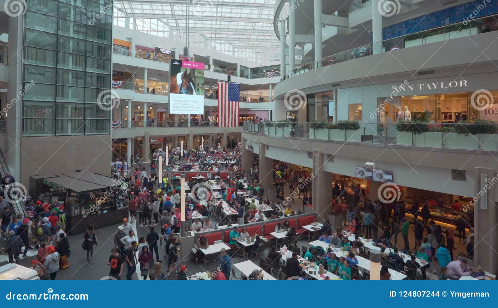 People At A Shopping Mall In The United States Stock Footage