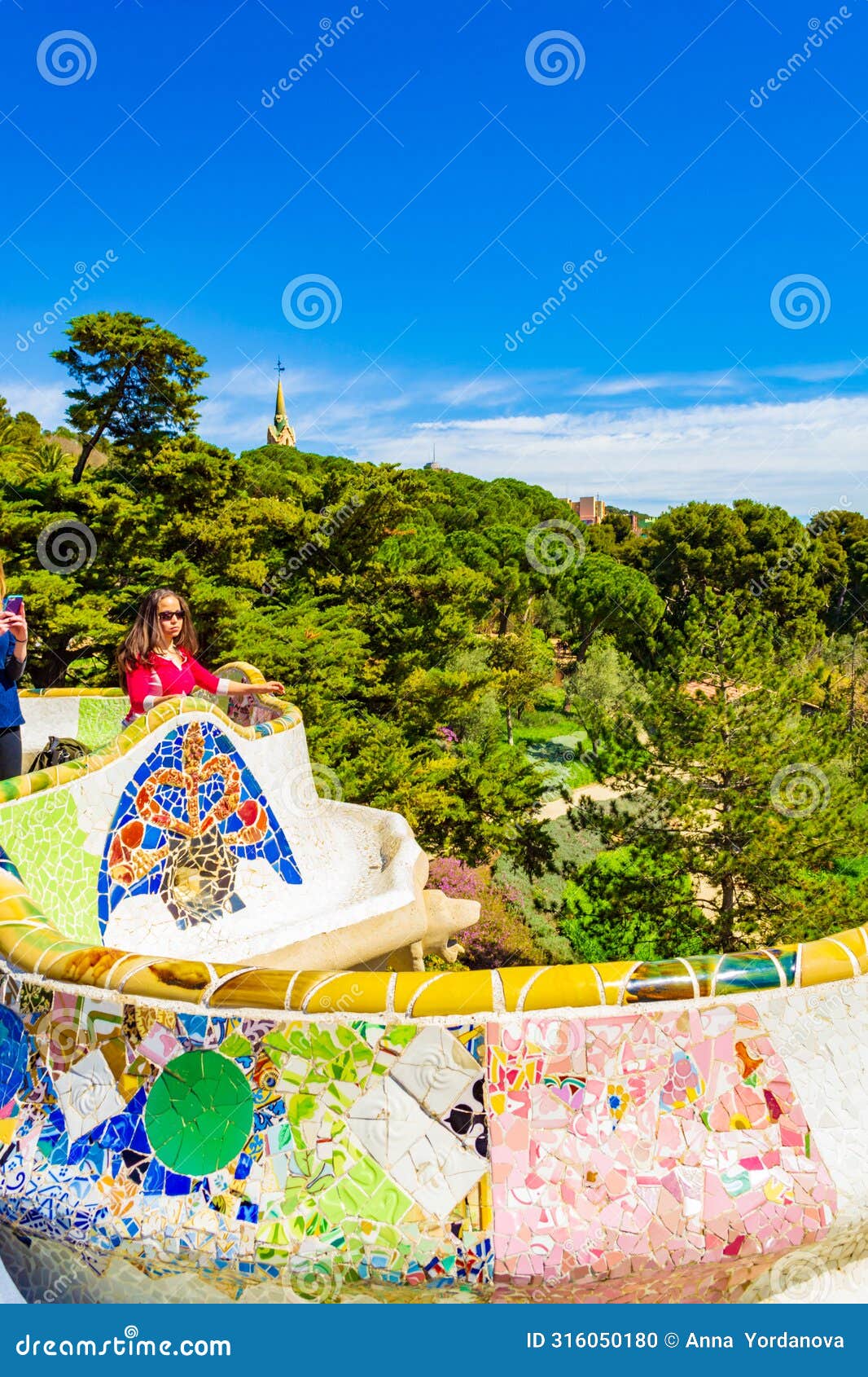 Park Guell Observation Terrace Barcelona City Catalonia Editorial Image ...