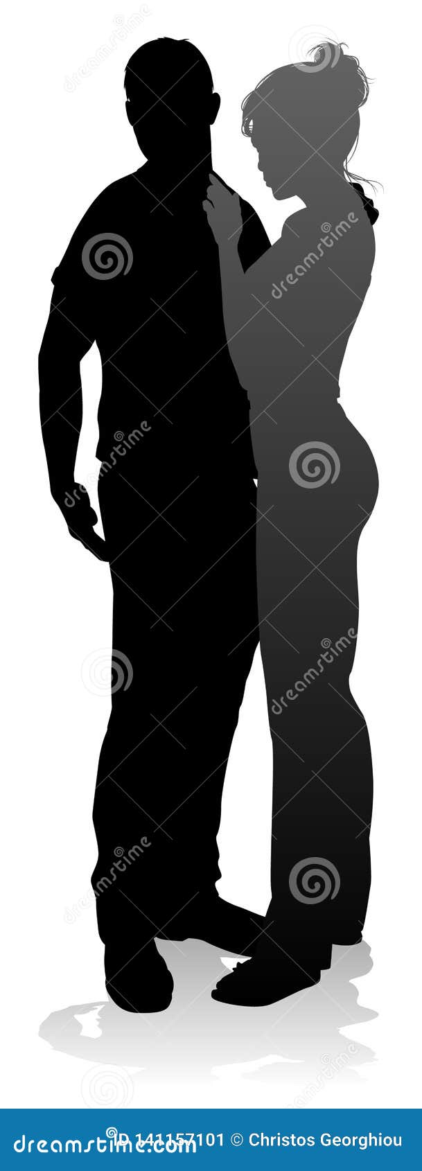 young couple people silhouette