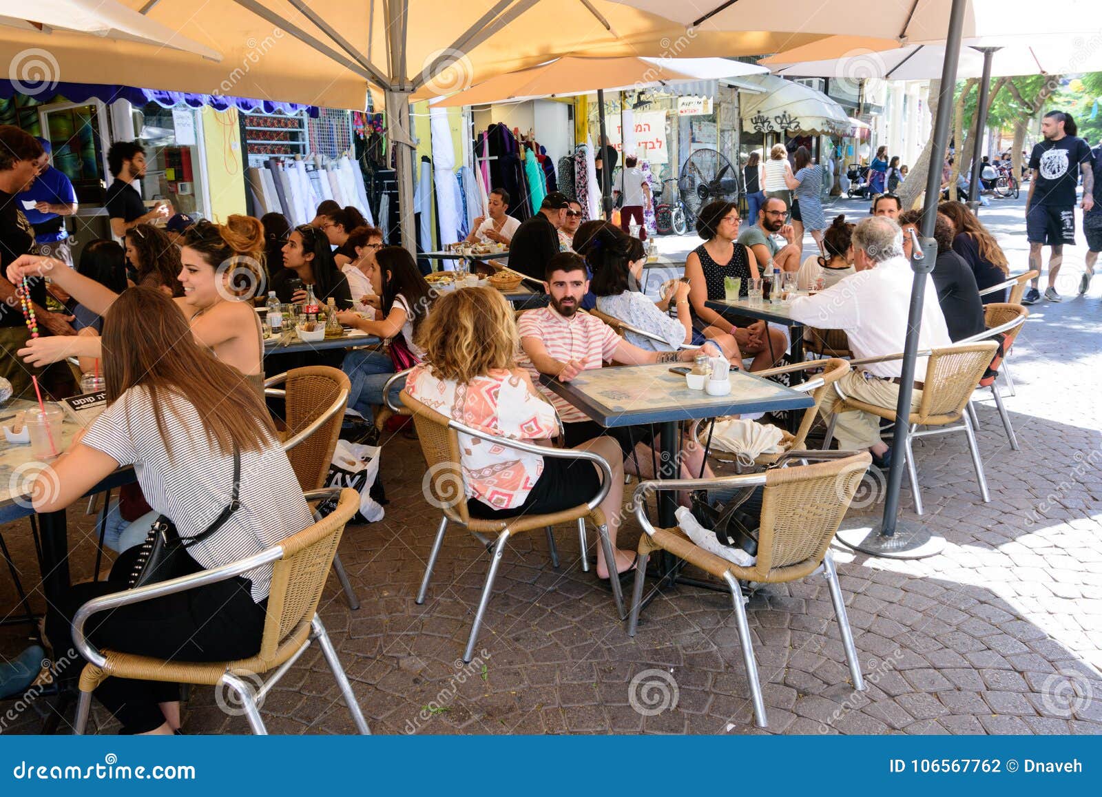 People Sitting in an Outdoor Cafe in Tel Aviv Editorial Photography ...