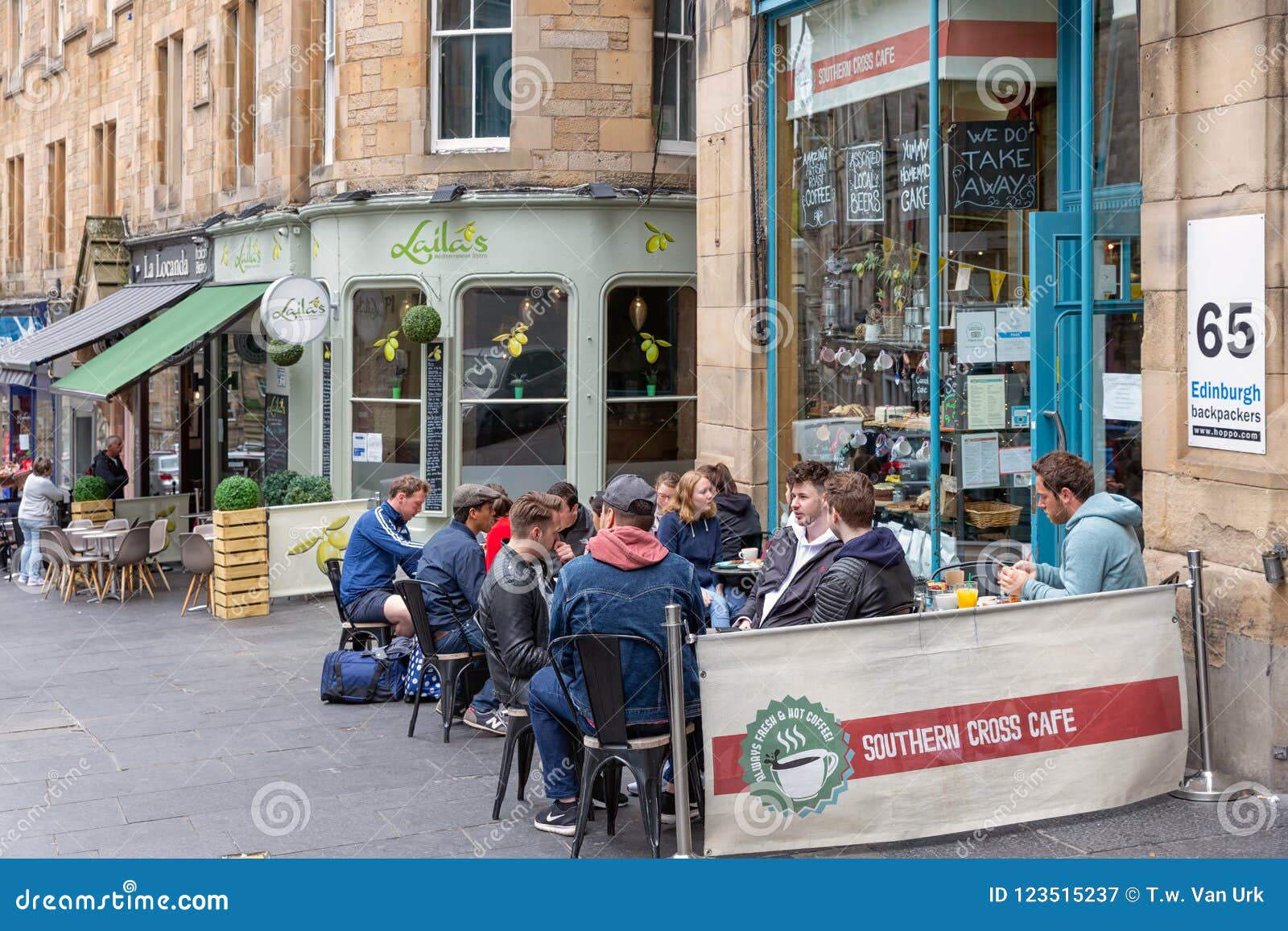 People Sitting at Terrace Cafe Near Waverley Train Station Edinburgh