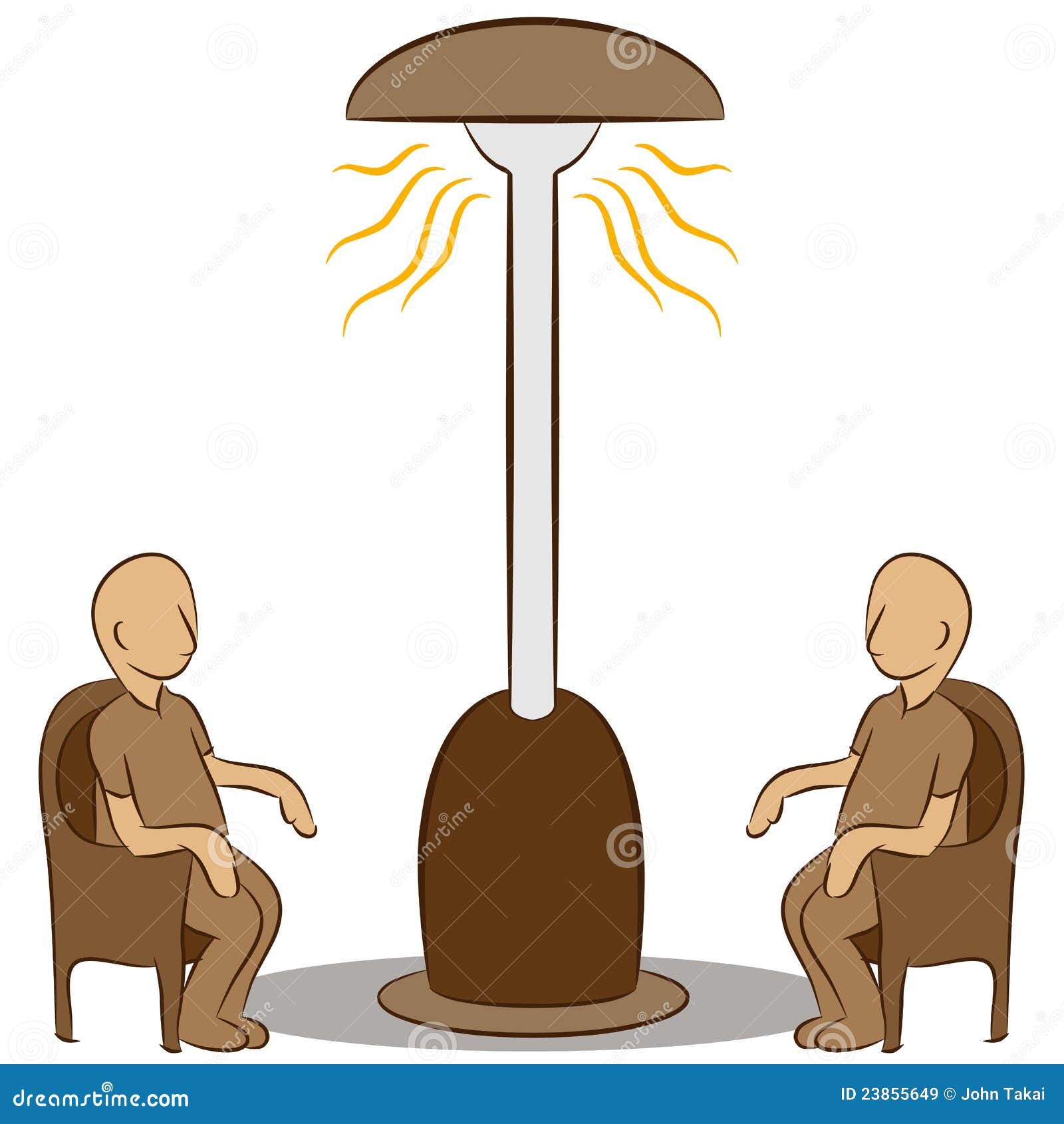 People Sitting Under a Lamp Heater Stock Vector Illustration of