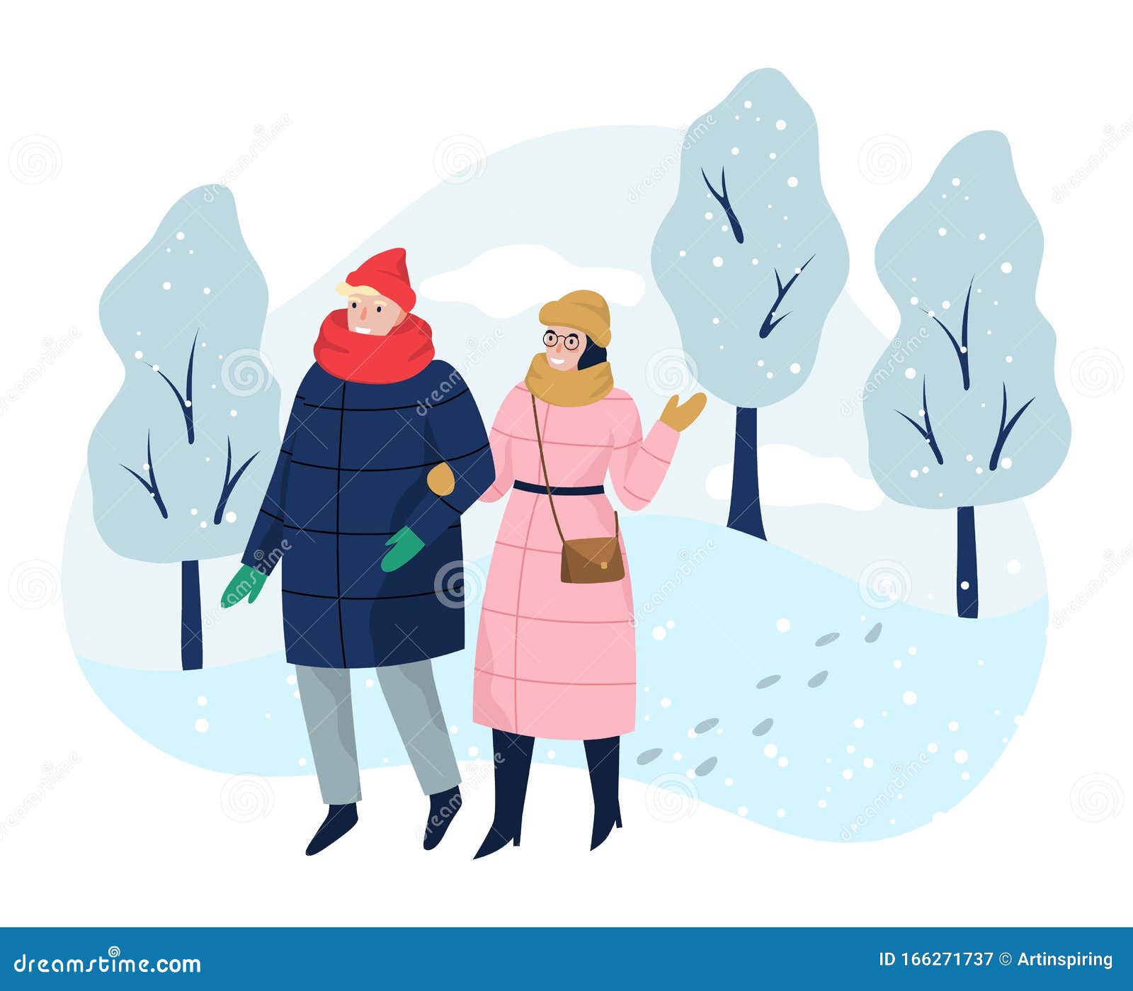 People Spend Time Outdoor in Winter. Cold Season, Stock Vector -  Illustration of clothes, snow: 166271737