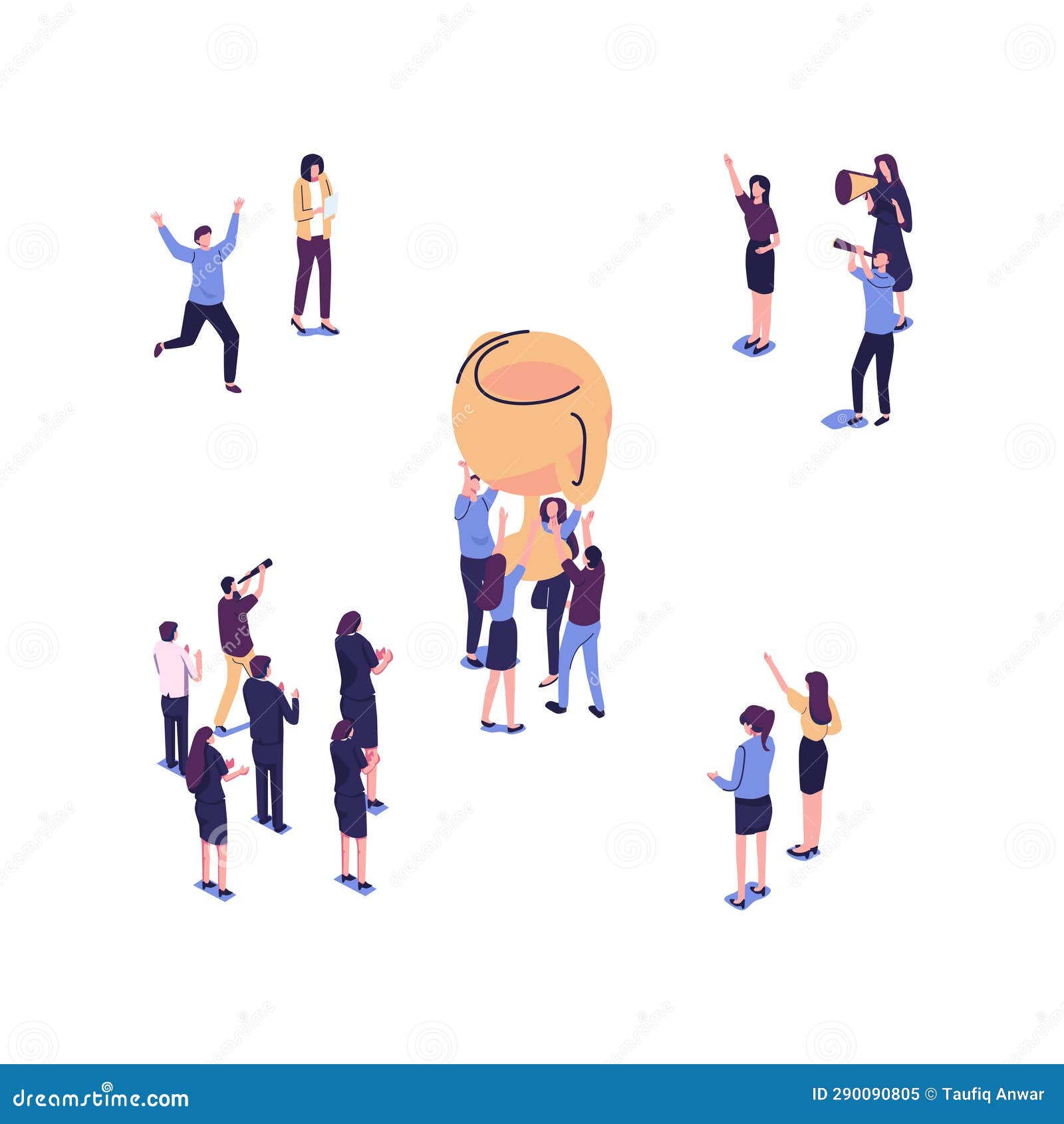 People Stand on the Podium First, Second and Third Place. Best Score