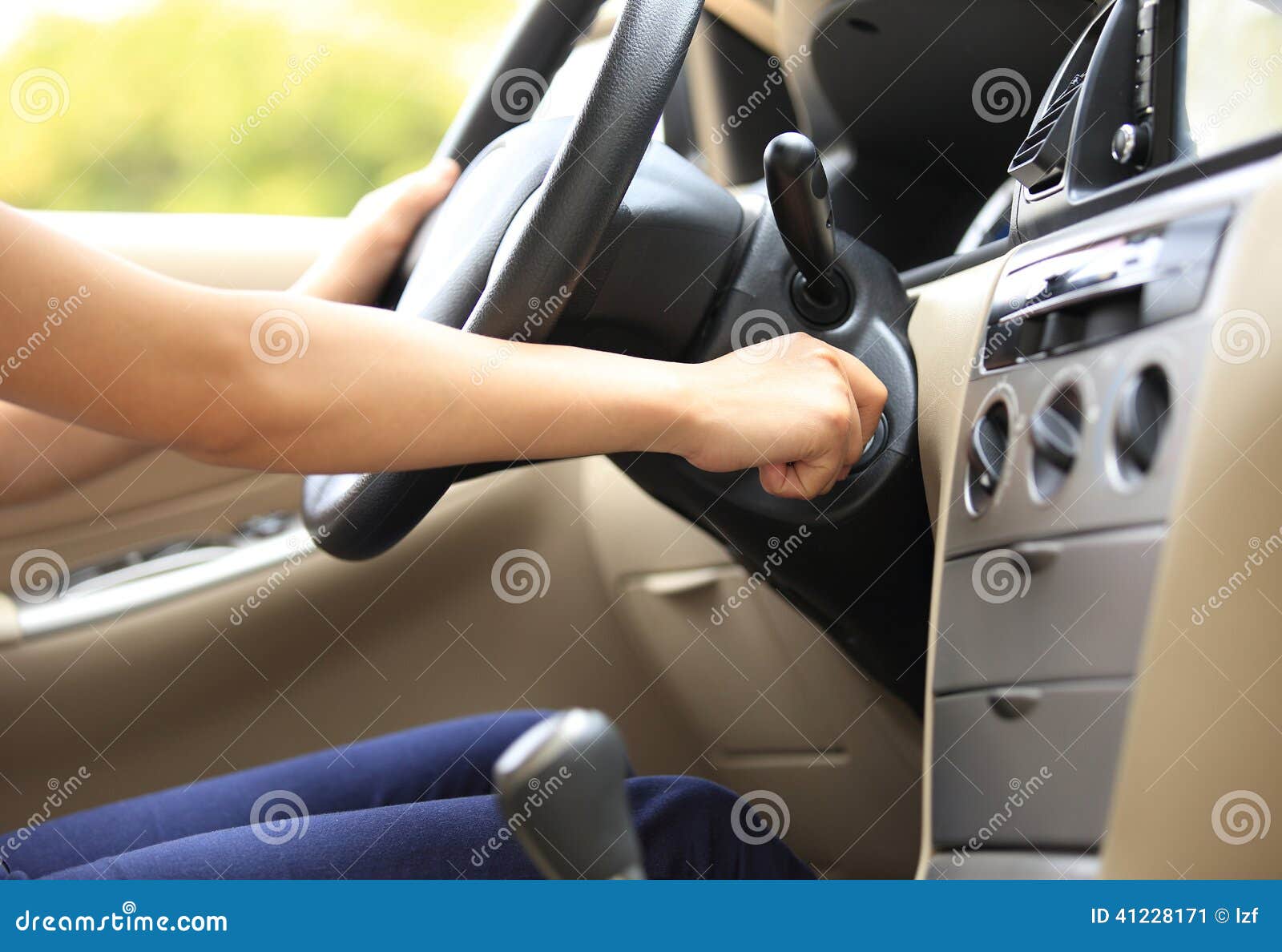 People starting the car stock image. Image of button 41228171