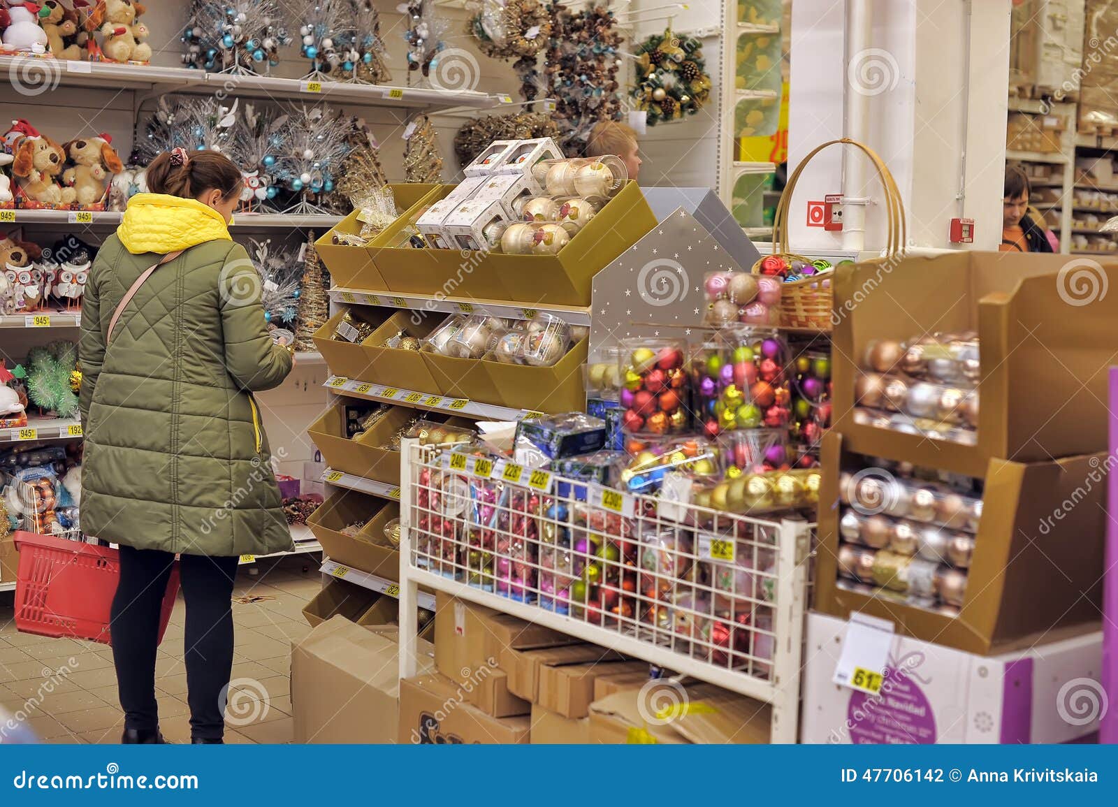 People In The Store To Buy Christmas Decorations Editorial 