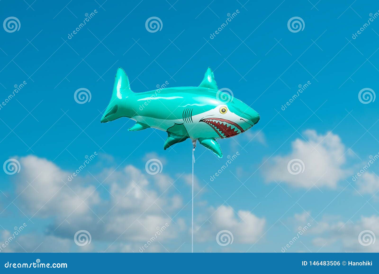Shark Fish Balloon on Blue Sky Stock Photo - Image of white, fish