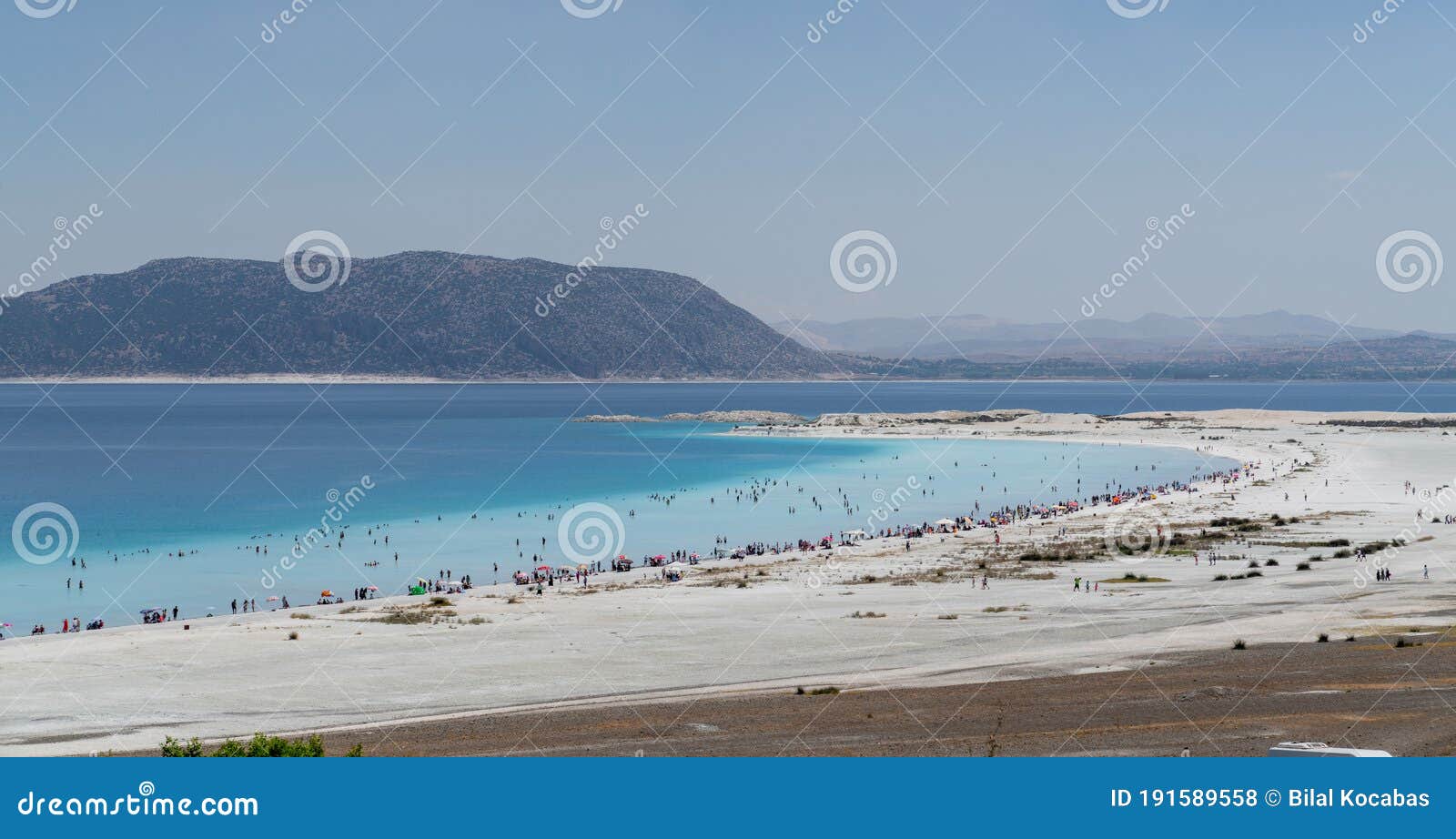 People Are Sunbathing And Swimming In Salda Lake Burdur Turkey Stock