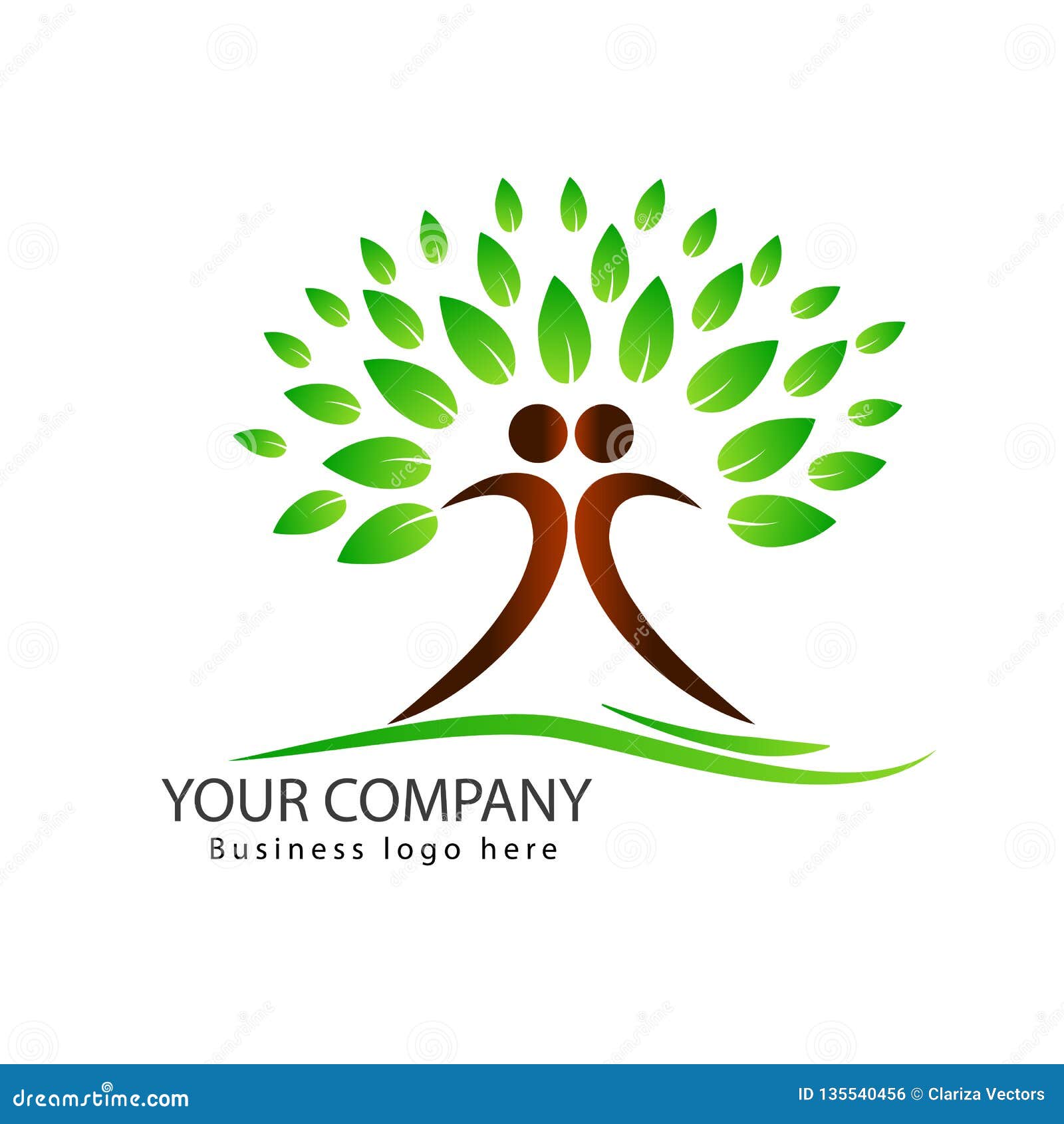 People Tree Logo Design With Green Leaves Couple Tree ...