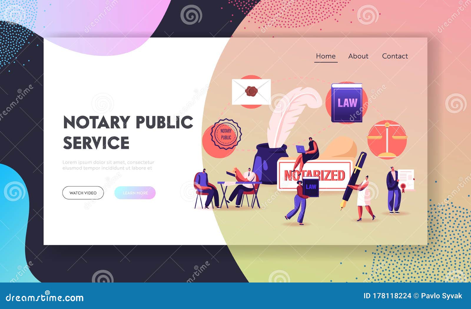 people visit lawyer office for signing and legalization documents landing page template