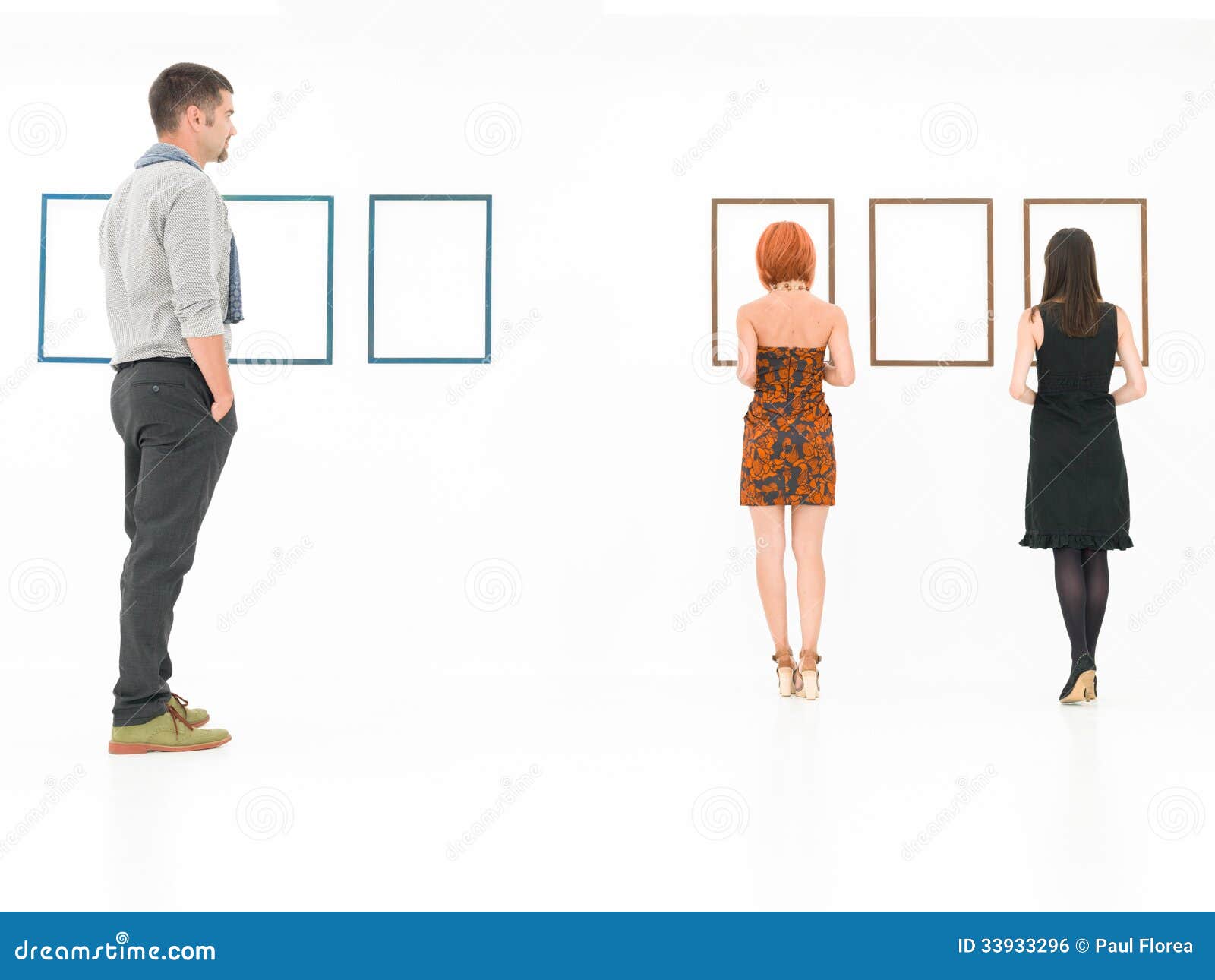 Young Caucasian People In An Art Gallery Looking At Paintings And Talking  About Them Stock Photo, Picture and Royalty Free Image. Image 22573792.