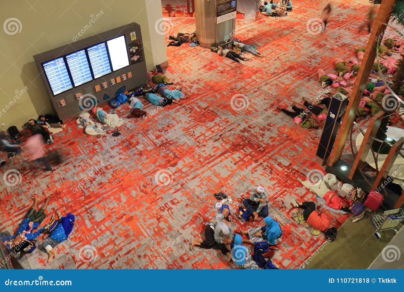 People Sleeping Kuala Lumpur International Airport In Malaysia