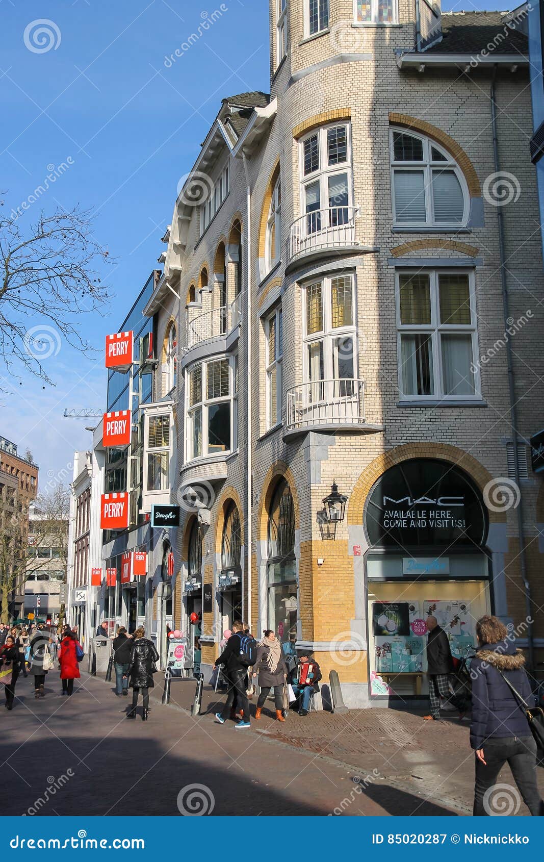 People Walking Along the Street in Historic Centre of Utrecht, T ...
