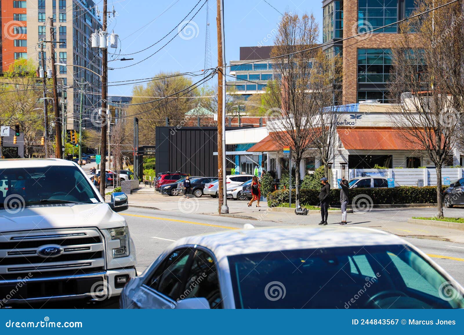 People Walking Around on the Street in Midtown Atlanta Georgia