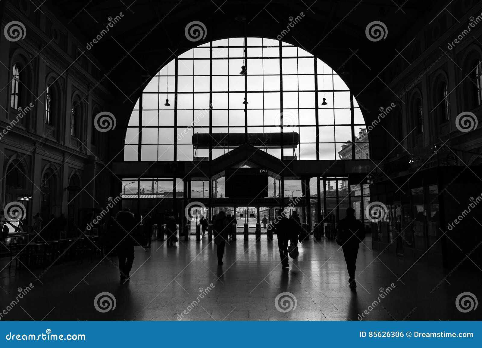 People Walking in the Bus Station in Saint Petersburg Stock Photo