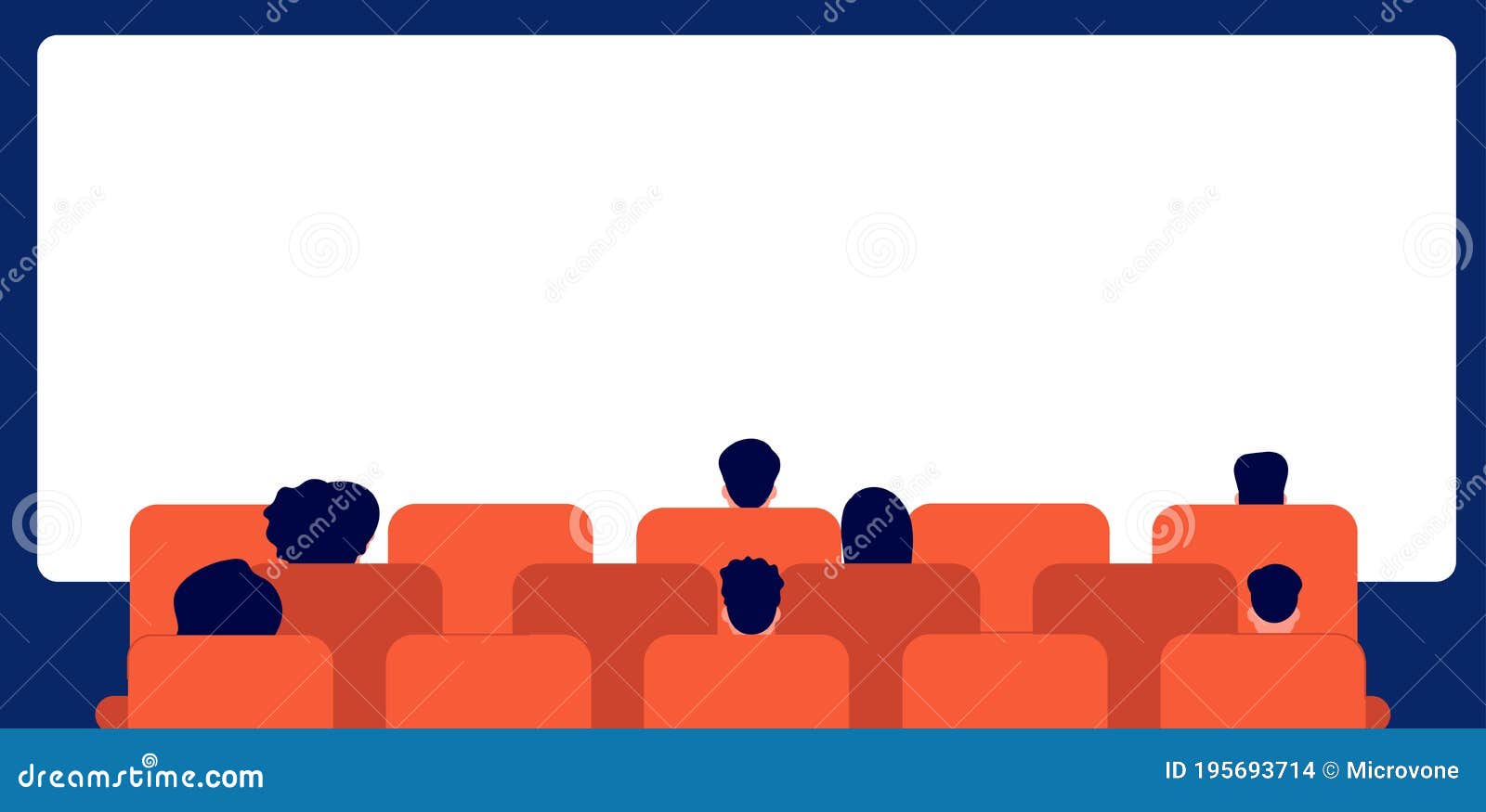People Watching Movie. Cinema Audience, Cartoon Person Sitting Back Stock  Vector - Illustration of film, movie: 195693714