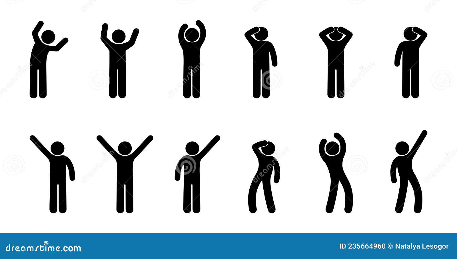 People Waving Their Hands, Various Gestures, Icon Person Gesturing, Human  Silhouette Stands, Stick Figure Stock Vector - Illustration of icon,  isolated: 235664960