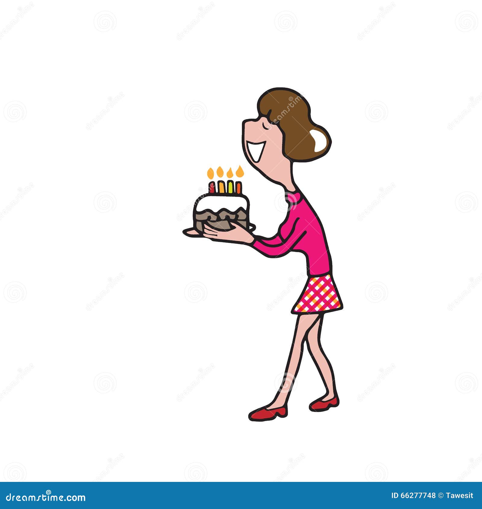 People woman birthday cake stock vector. Illustration of drawing 66277748