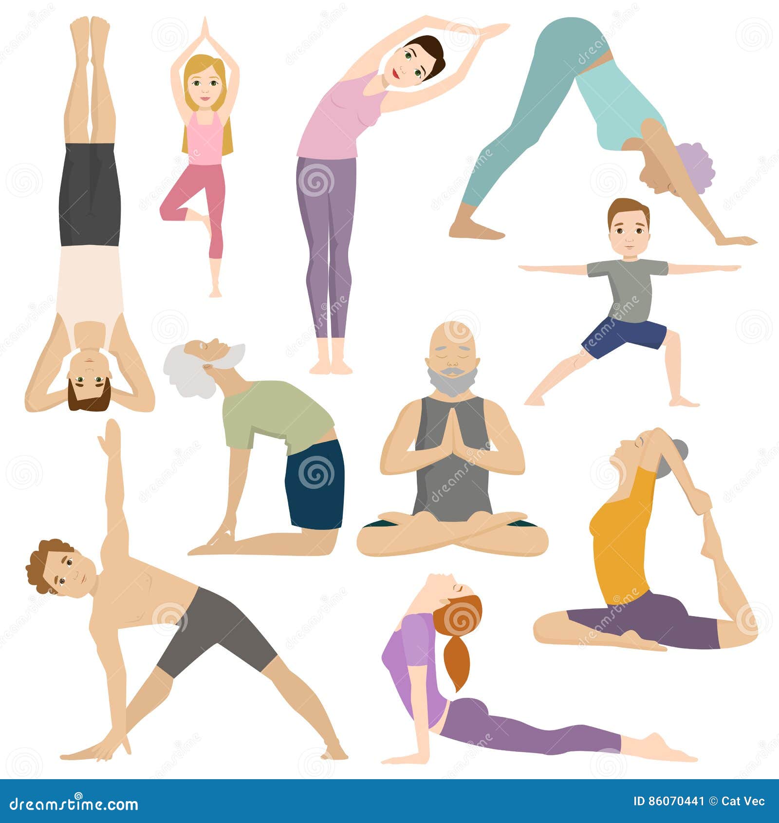 People Work Out In Fitness Club Yoga Classes Vector