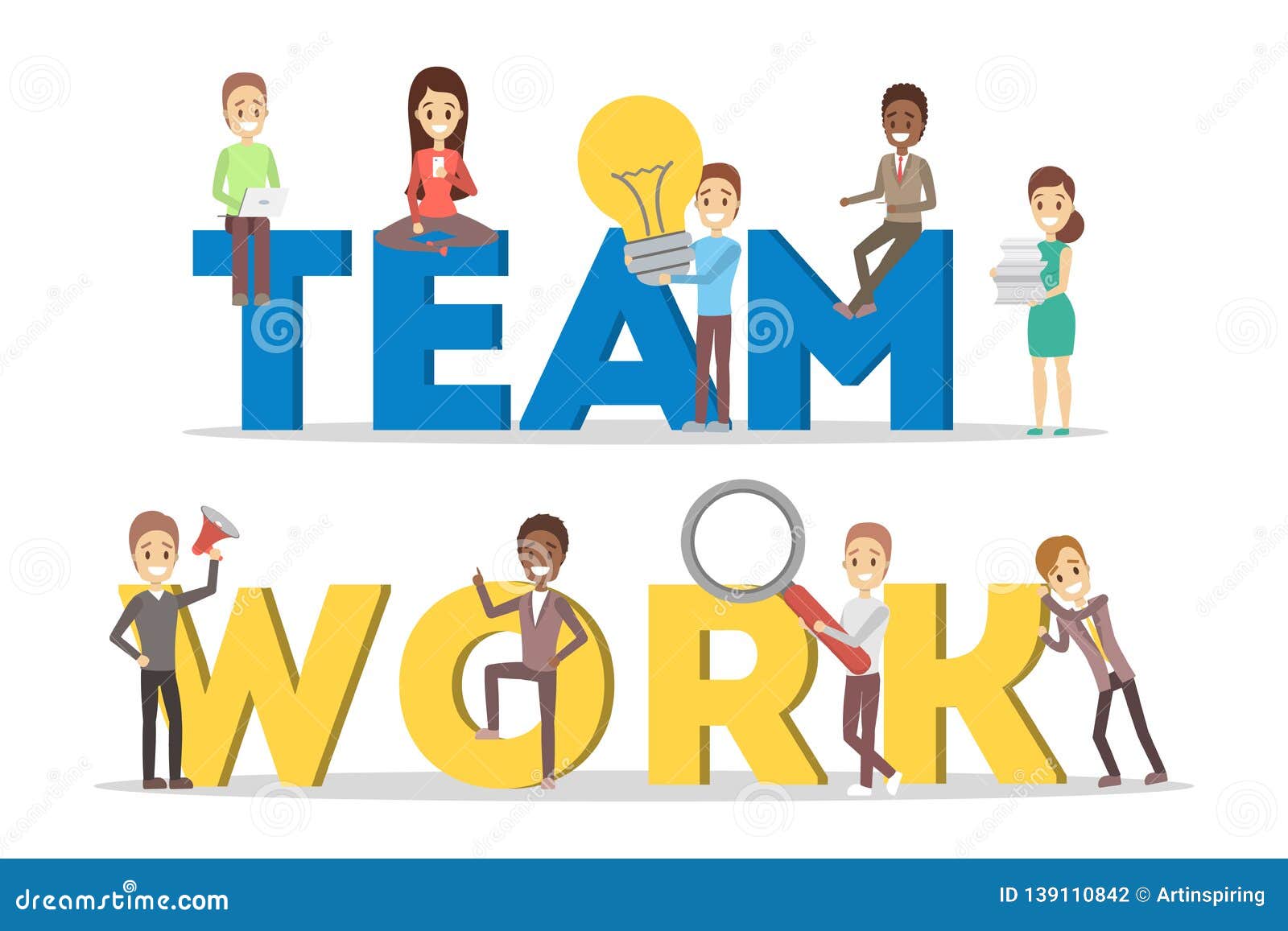 People Work Together in Team. Strategy and Business Stock Vector ...