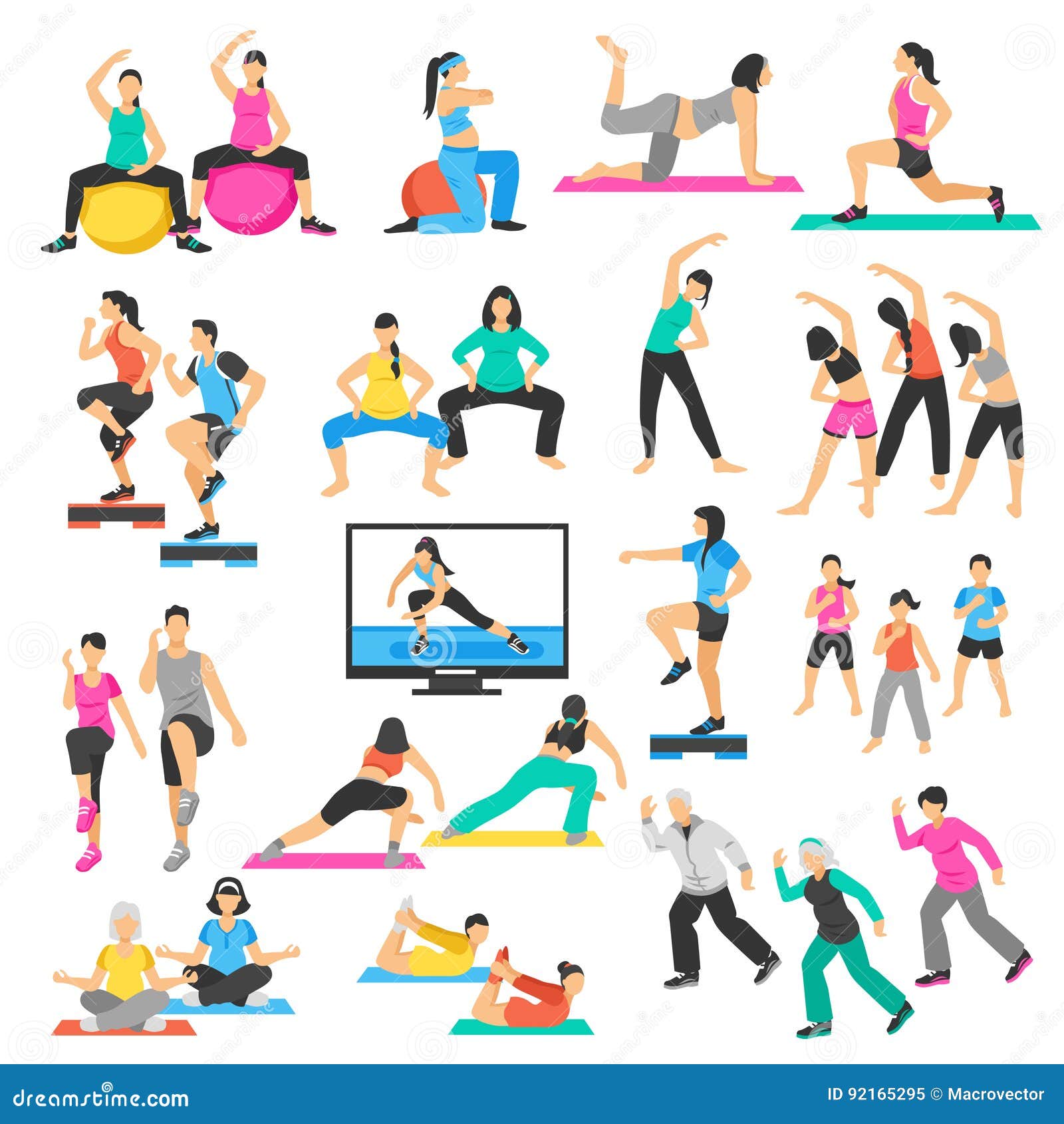 Physical Activity For Seniors. Vector Illustration Vector Illustration