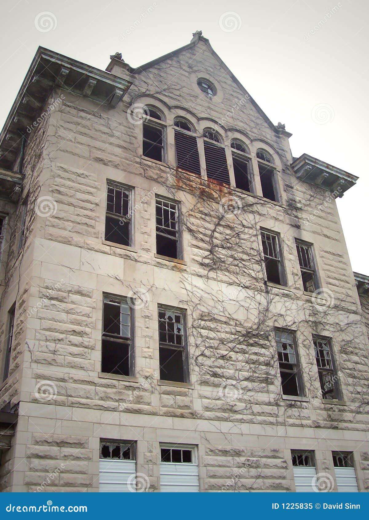Peoria State Hospital stock image. Image of scary, building 1225835