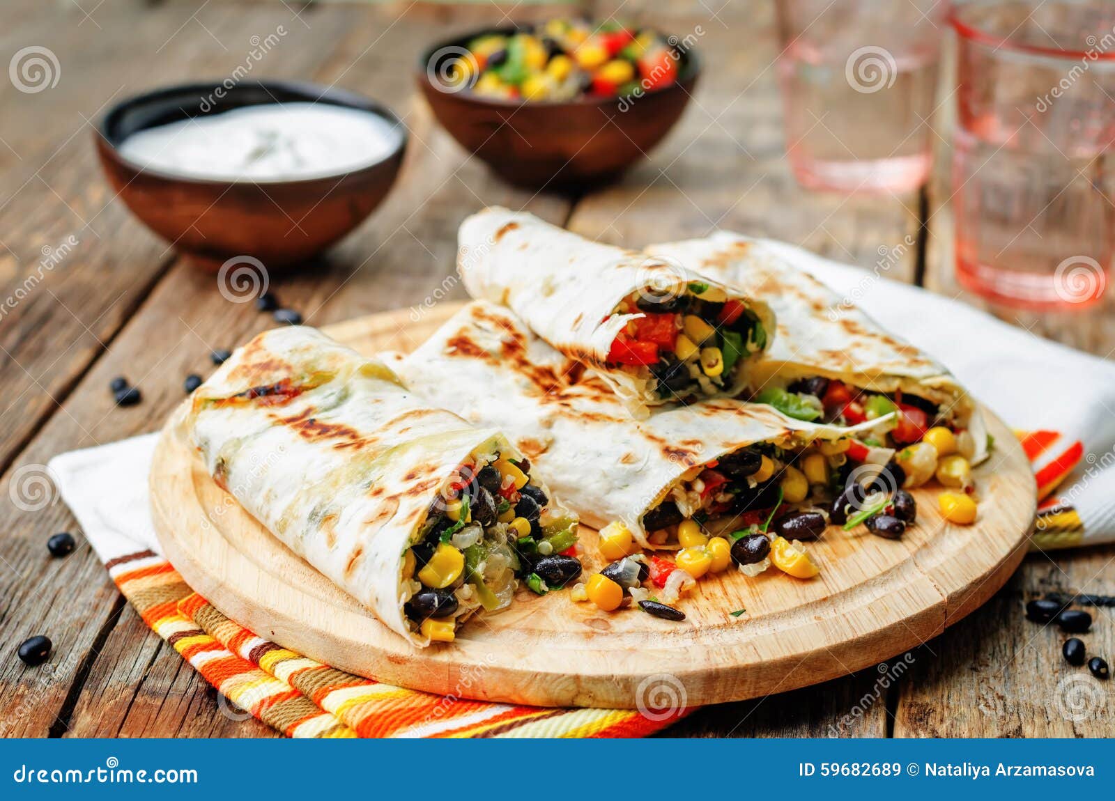 Pepper Corn Black Bean Quinoa Burritos Stock Image Image of