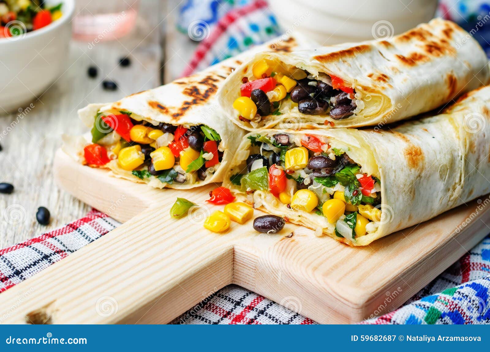 Pepper Corn Black Bean Quinoa Burritos Stock Image Image of