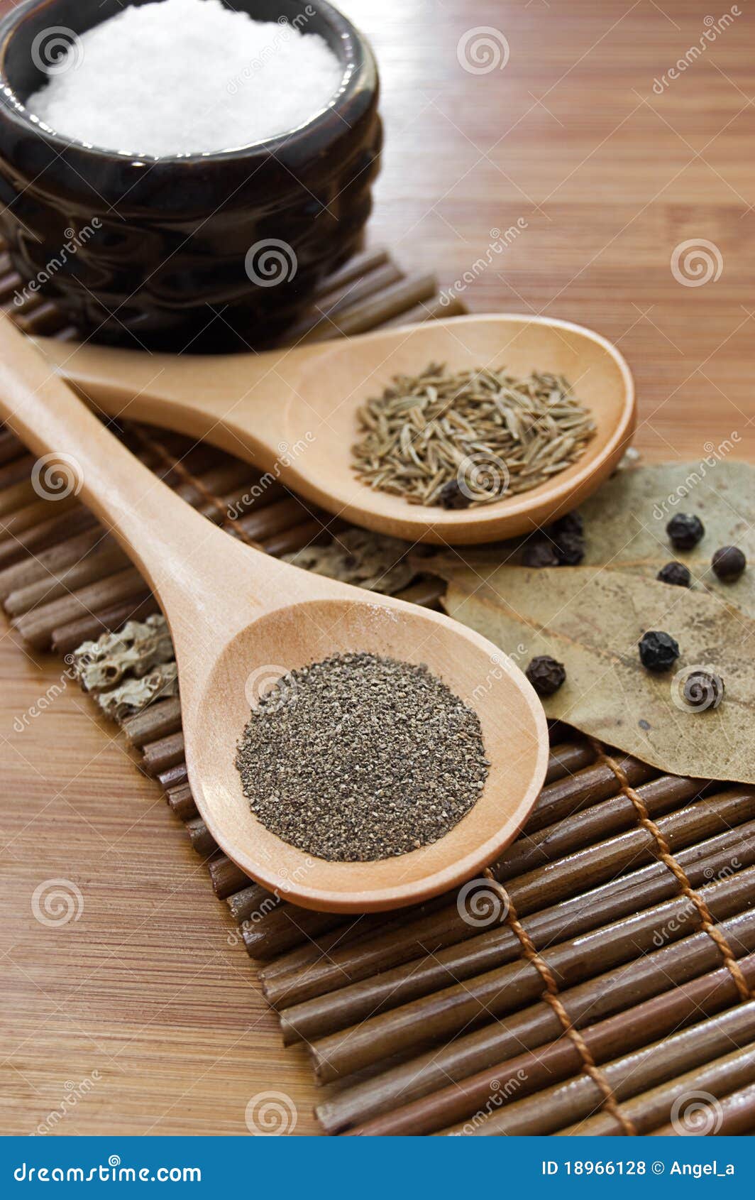 Pepper, Cumin, Salt and Bay Leaf Stock Photo Image of seasoning