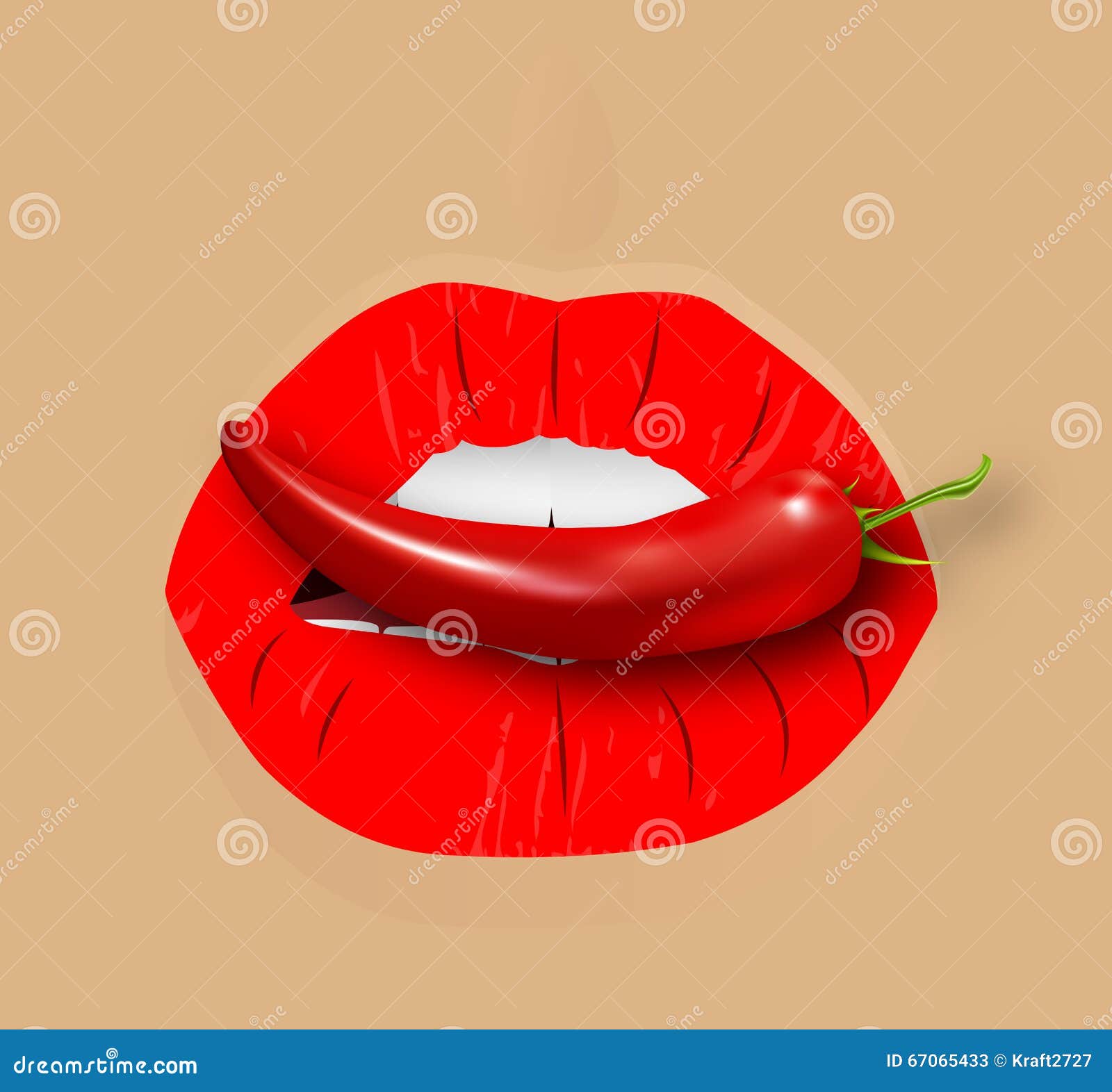 Pepper in the female lips stock vector. Illustration of holding 67065433