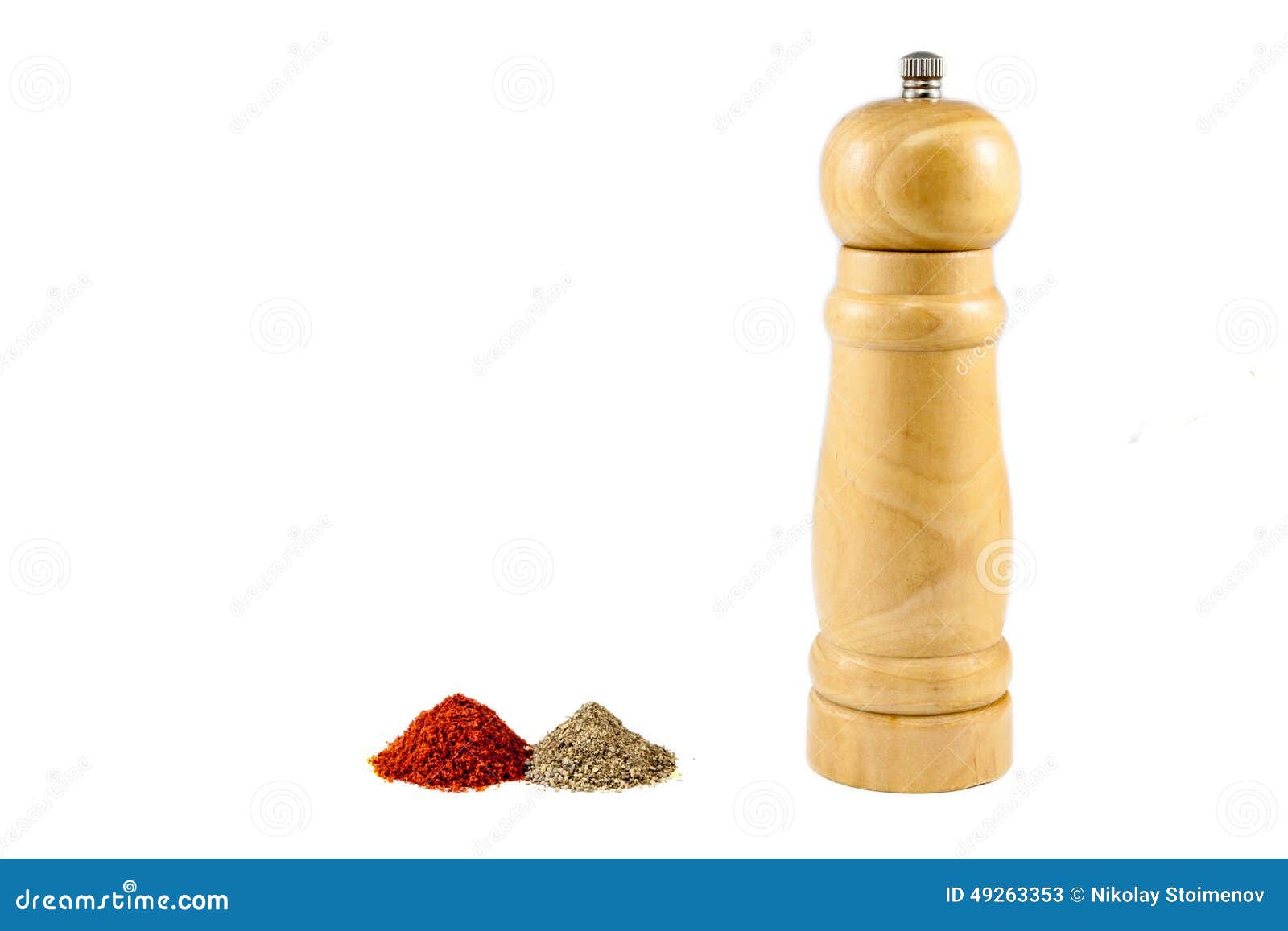 Pepper Mill and Piles of Pepper Powder Stock Image Image of utensil, wood 49263353