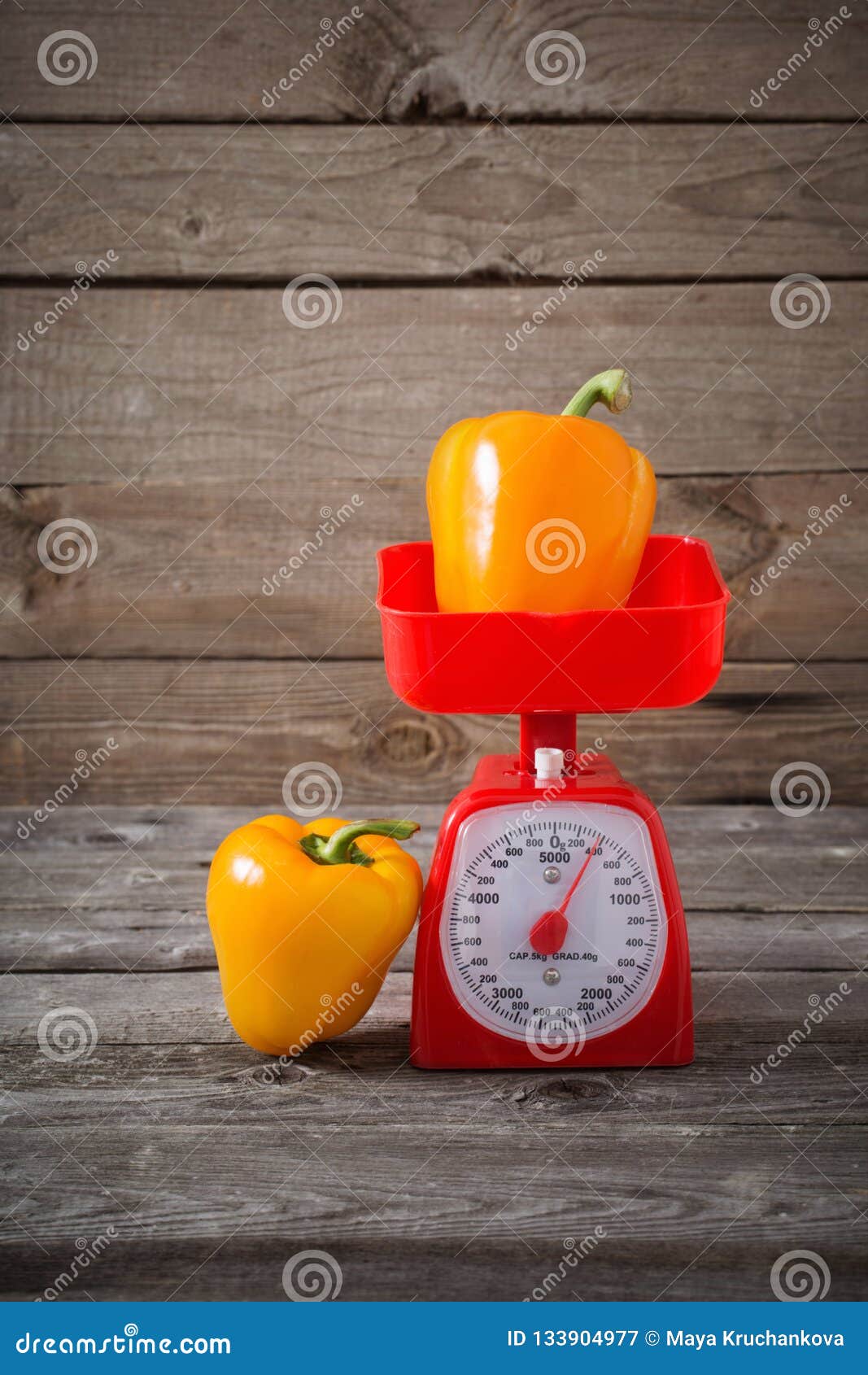 Pepper on Red Kitchen Scales Stock Image Image of organic, healthy