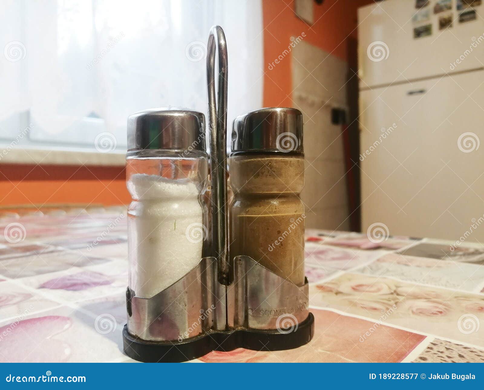 Pepper and Salt Shaker on the Kitchen Table Stock Image Image of eggs