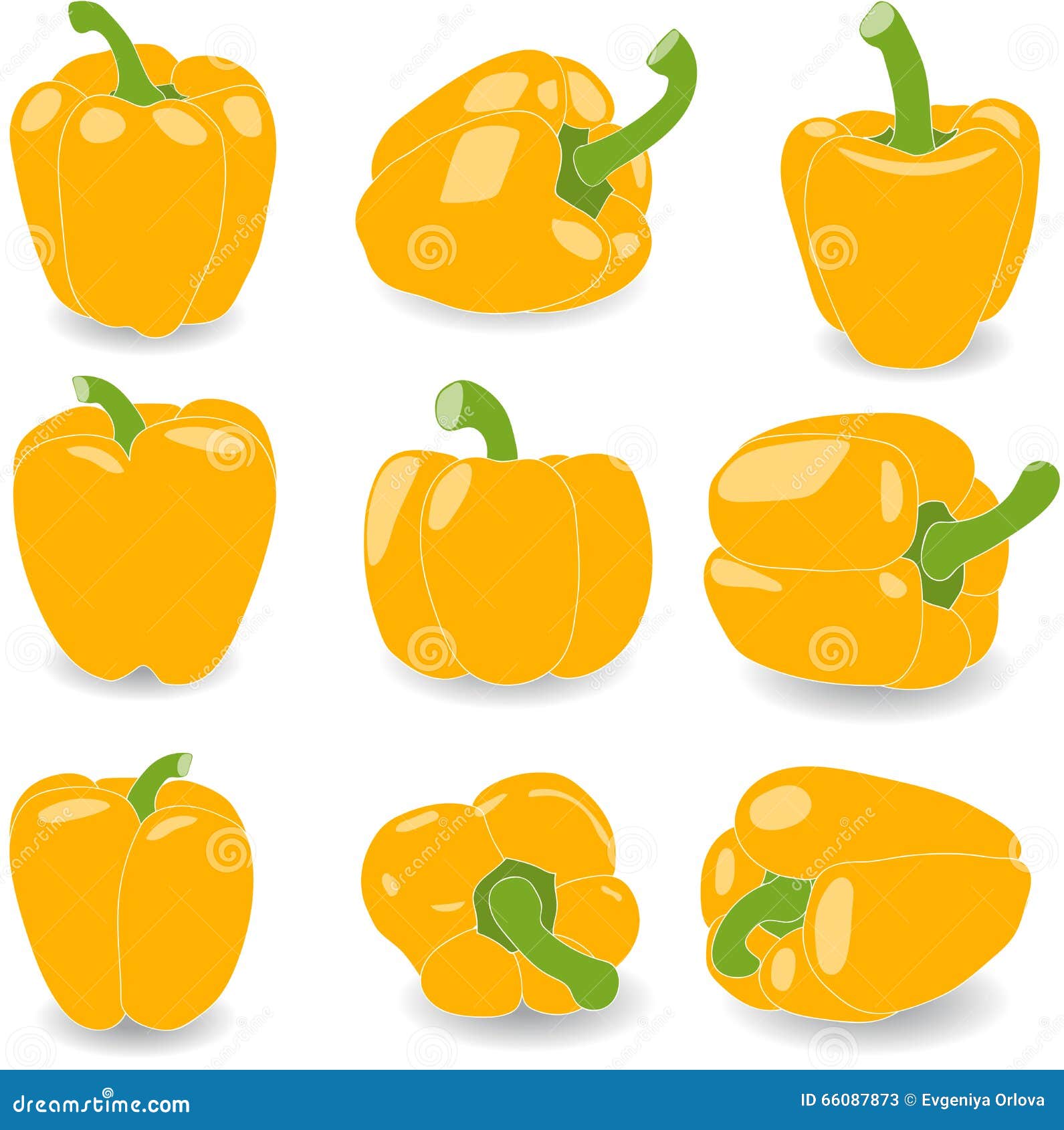 Pepper, Set Of Yellow Pepper, Illustration Stock Illustration Illustration of delicious