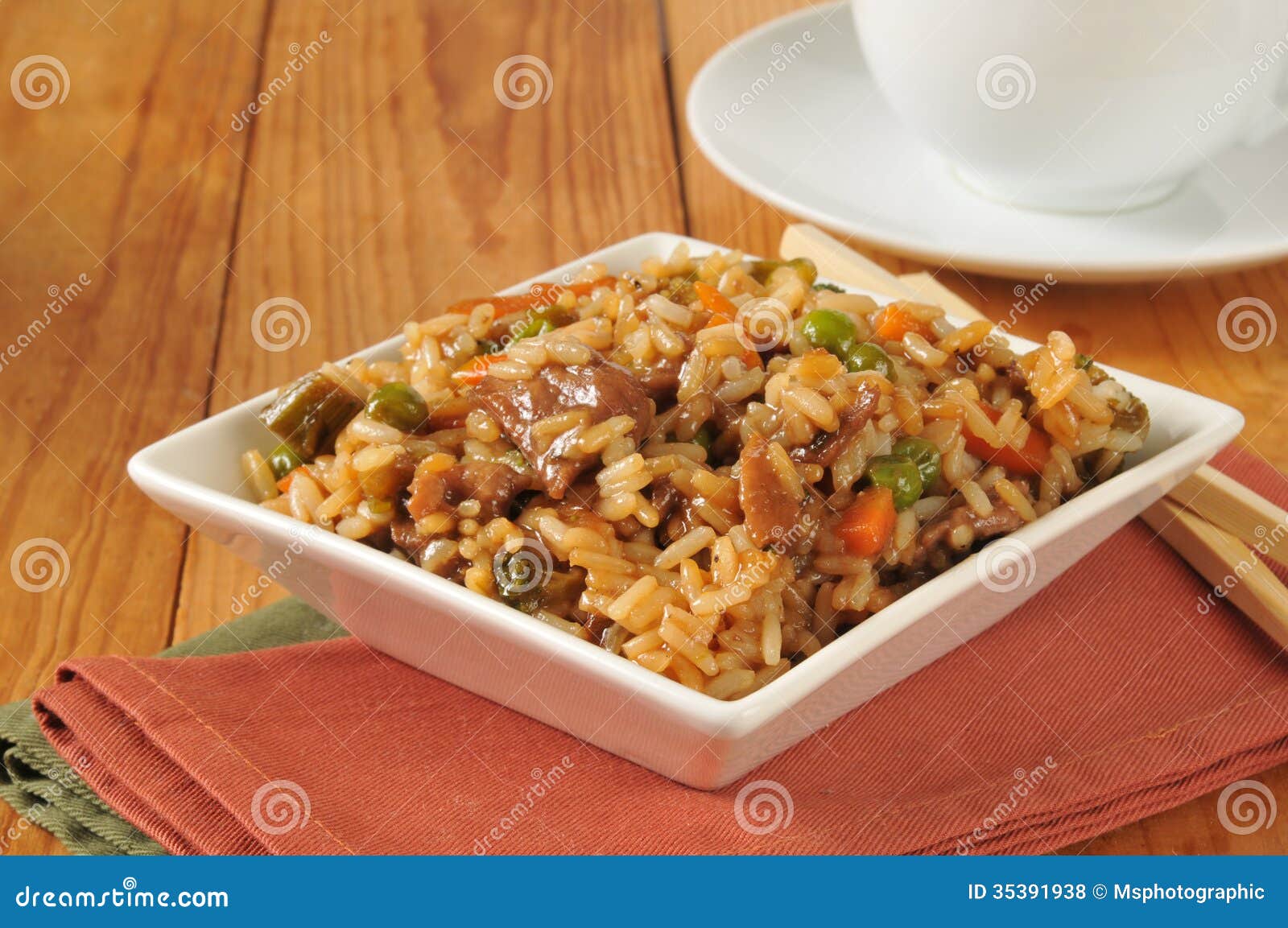 Pepper steak with rice stock photo. Image of meal, horizontal - 35391938
