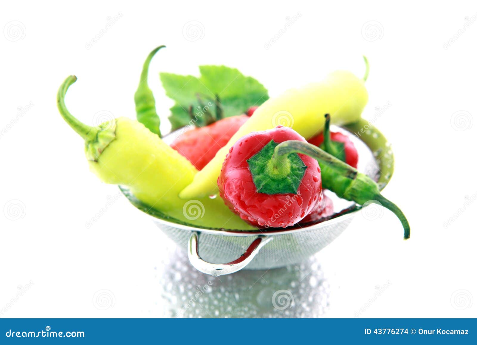 Pepper and water drops stock photo. Image of colander 43776274