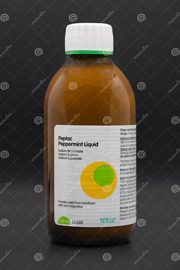 Pepperment Peptac Liquid in One 500ml Recyclable Glass Bottle Often ...