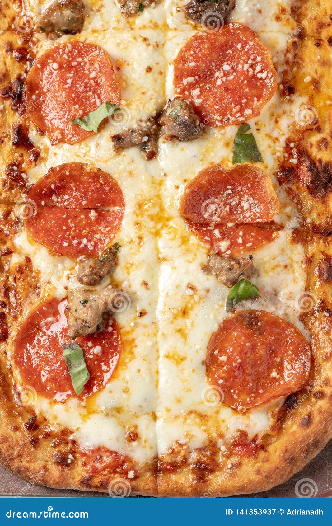 Pepperoni and Italian Sausage Flat Bread Stock Image Image of pizza